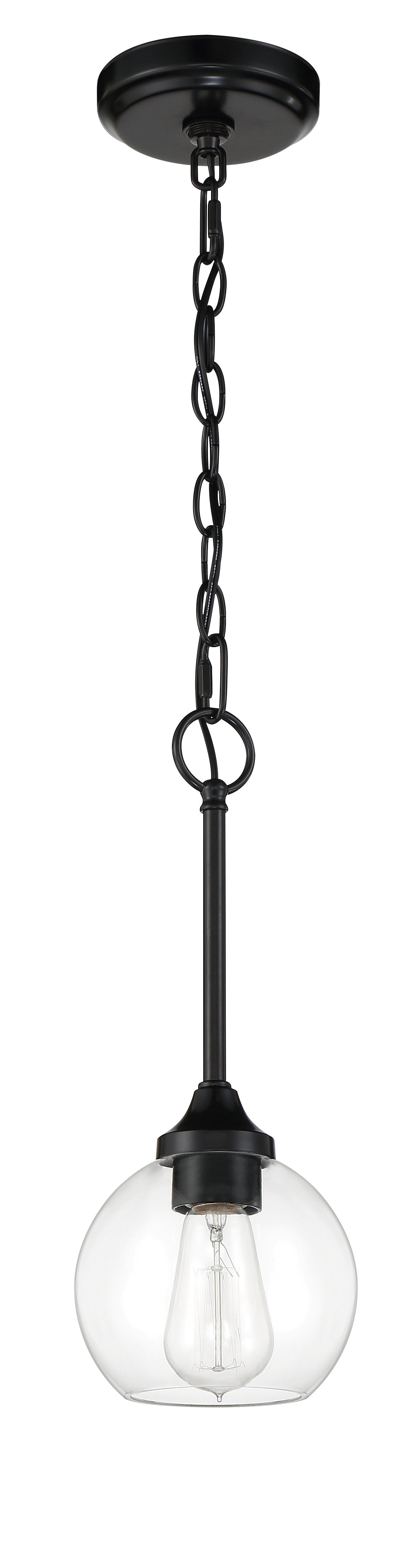 56291-FB - Glenda 1 Light 6" Wide Mini Pendant - Flat Black