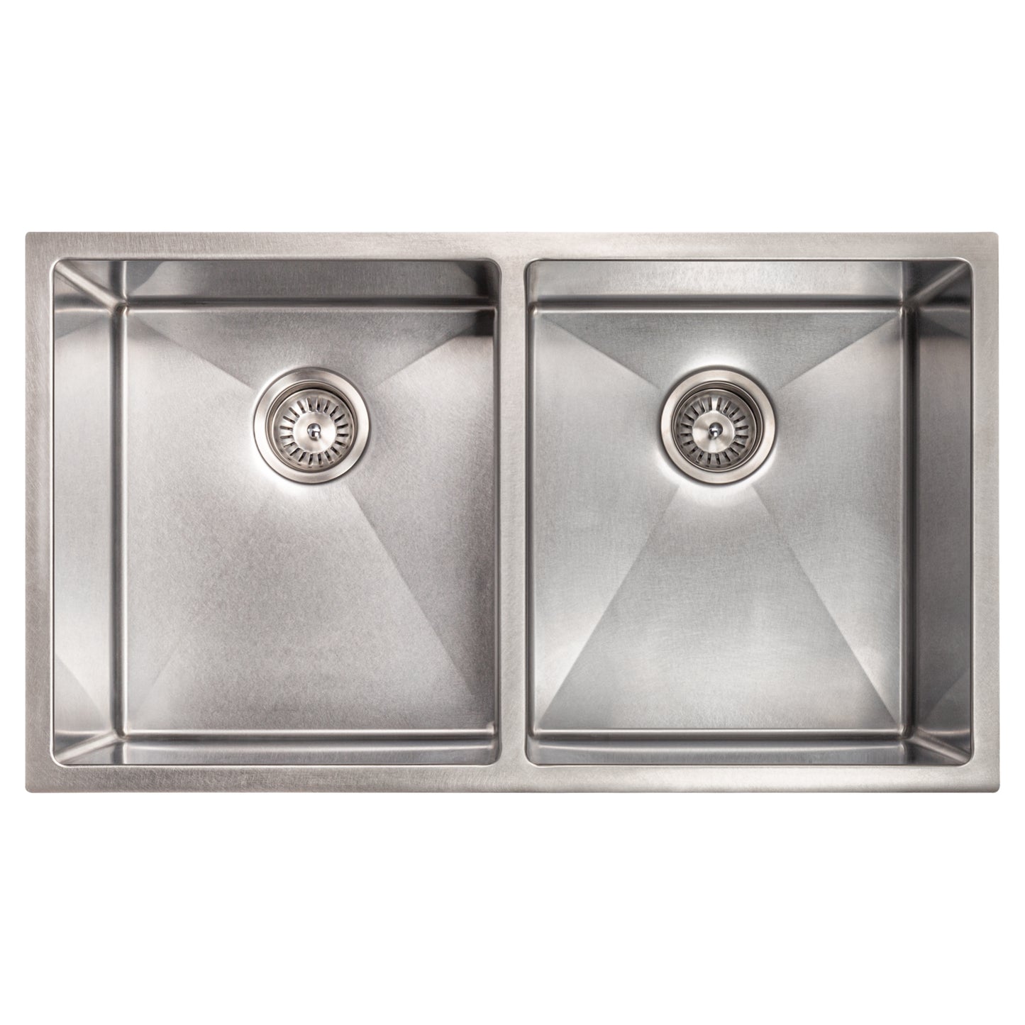SR50D-33S - 33" Anton Undermount Double Bowl Satin Stainless Steel Kitchen Sink with Bottom Grid