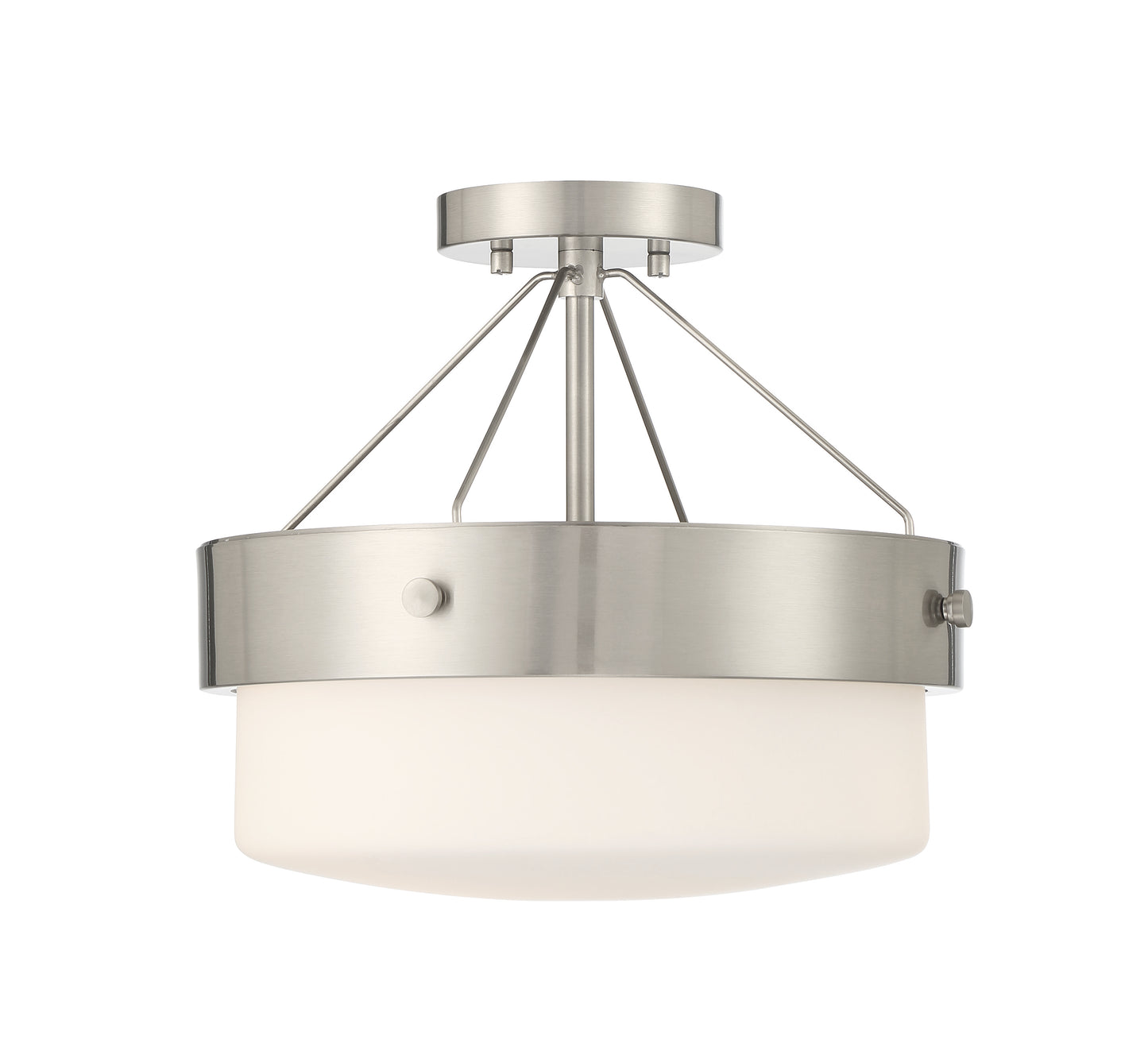 XS3213-BNK - Oak Street 2 Light 13" High Semi Flush Mount - Brushed Nickel
