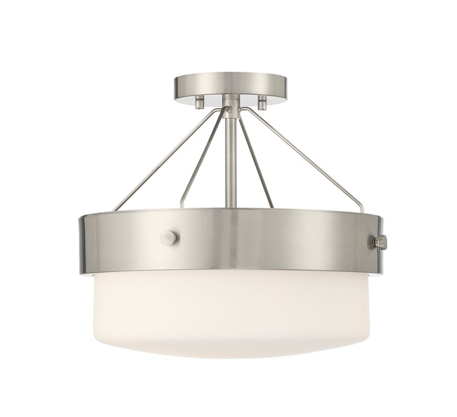 XS3213-BNK - Oak Street 2 Light 13" High Semi Flush Mount - Brushed Nickel