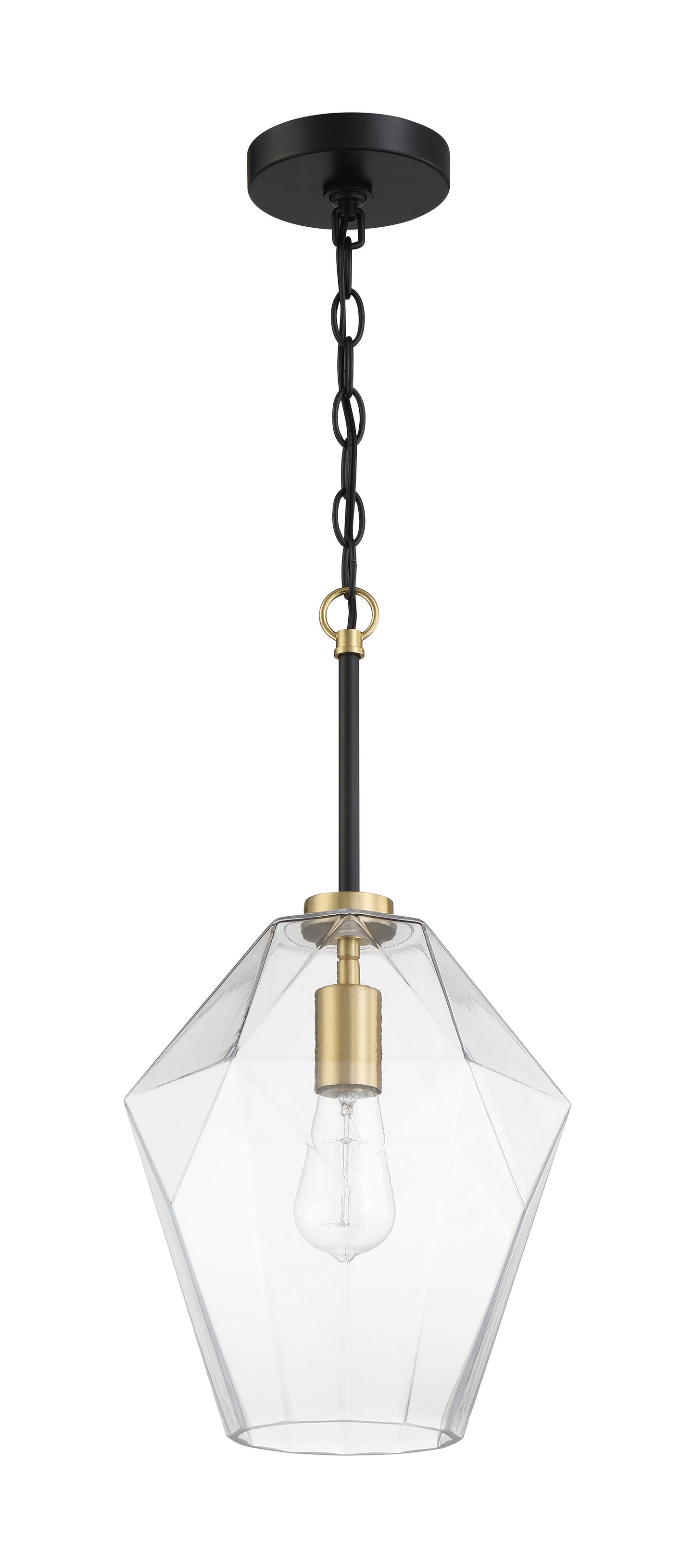 56992-FBSB - Avante Grand 1 Light 9" Wide Pendant - Flat Black / Satin Brass