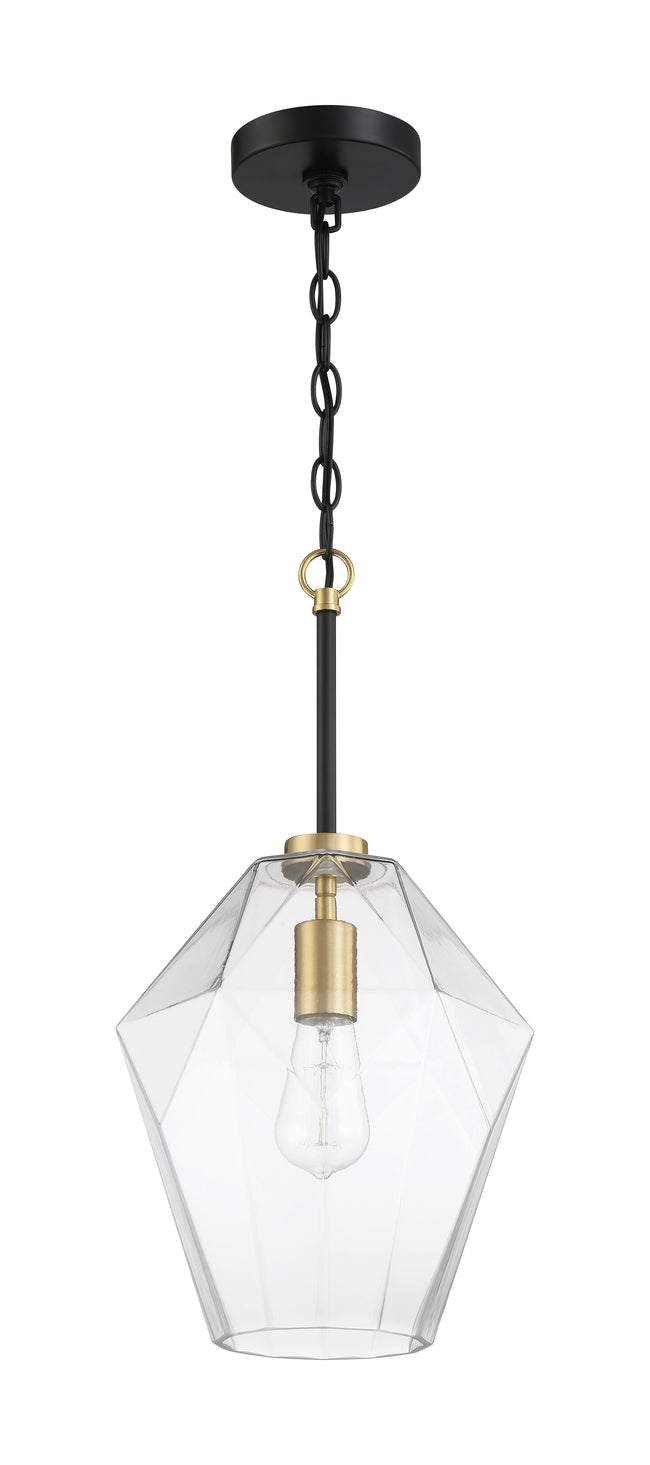 56992-FBSB - Avante Grand 1 Light 9" Wide Pendant - Flat Black / Satin Brass