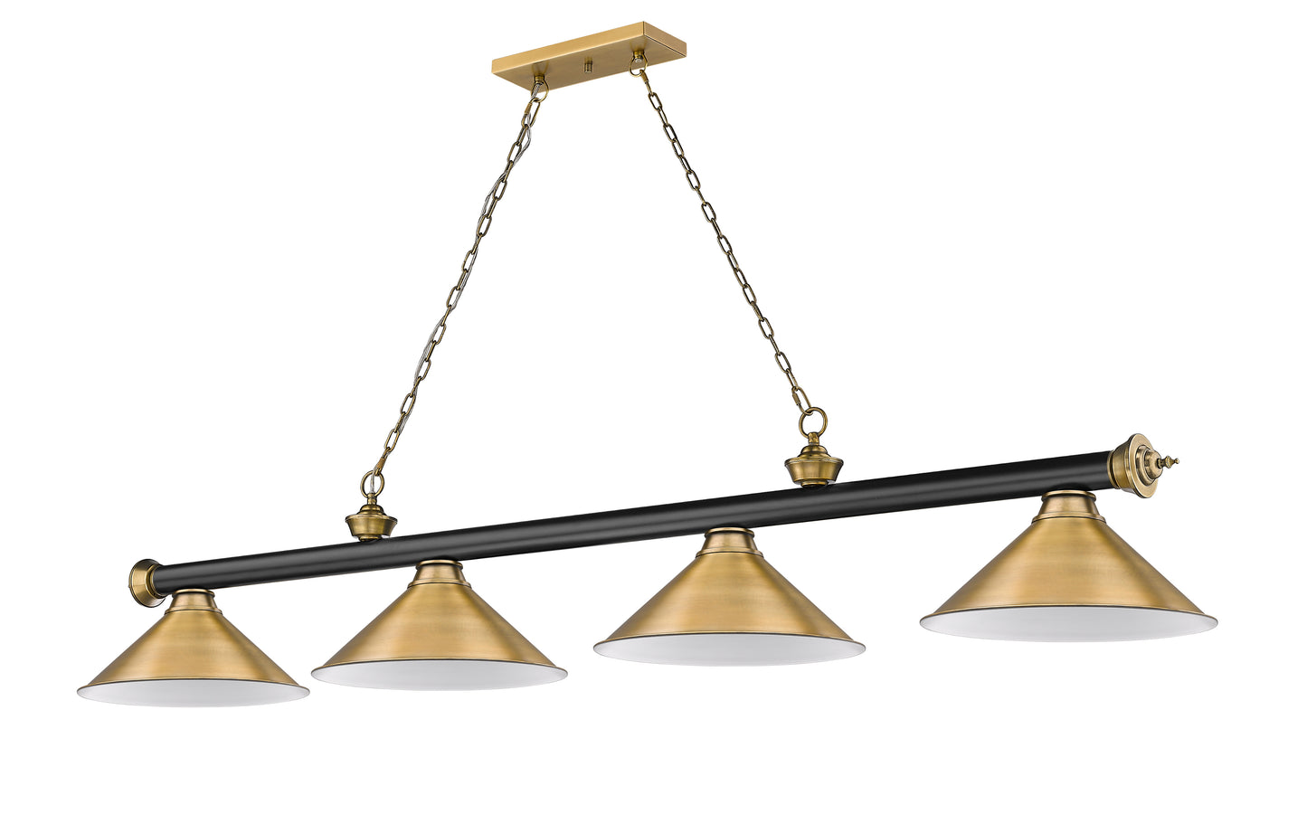 2306-4MB-RB-RB15 - Cordon 4 Light 81" Billiard - Matte Black / Rubbed Brass