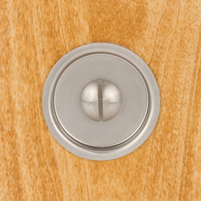 3910.32D - 2-3/8" Wide - Round Mortise - Pocket Door Lock - Satin Nickel