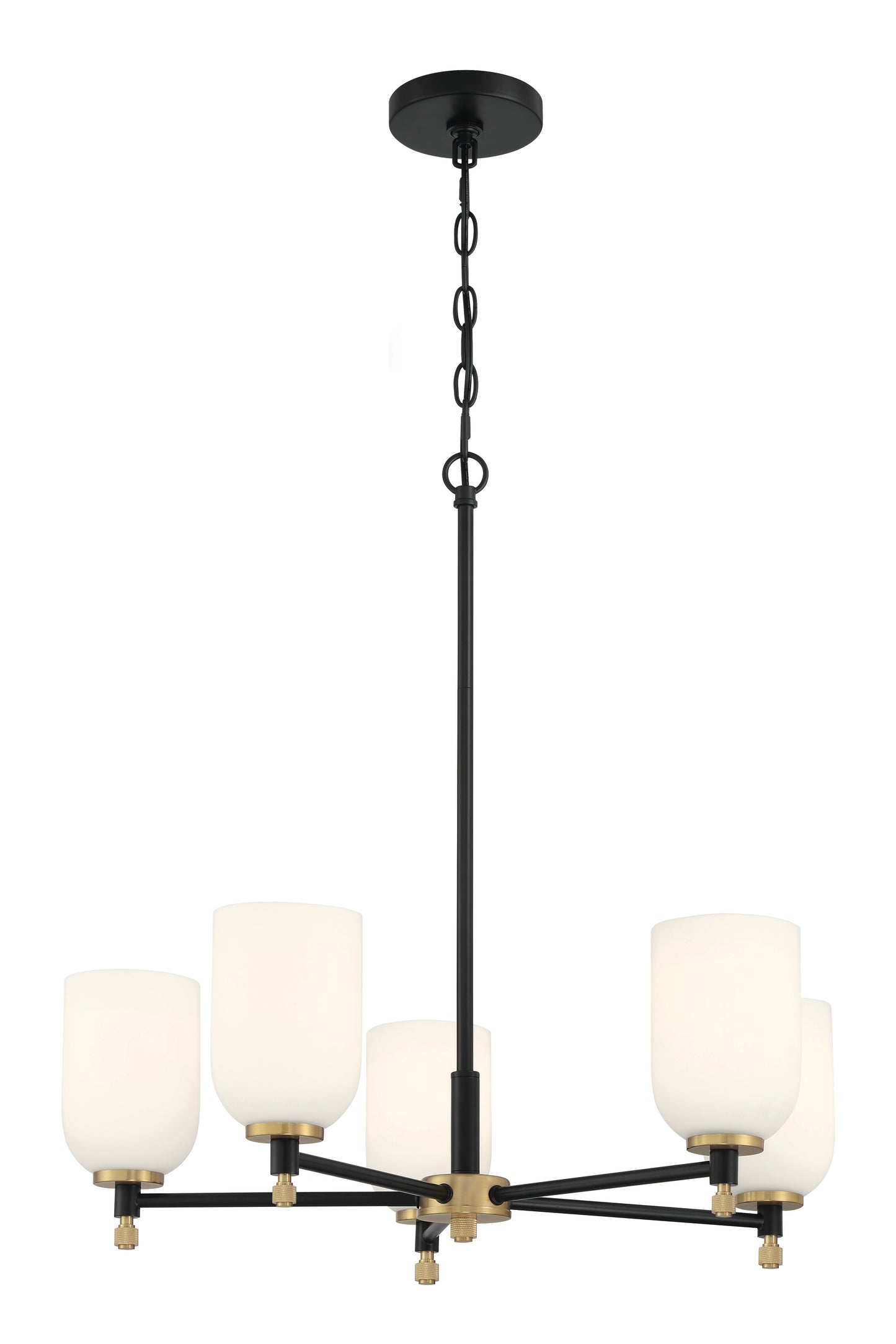 60325-FBSB - Council 5 Light 25" Wide Chandelier - Flat Black / Satin Brass