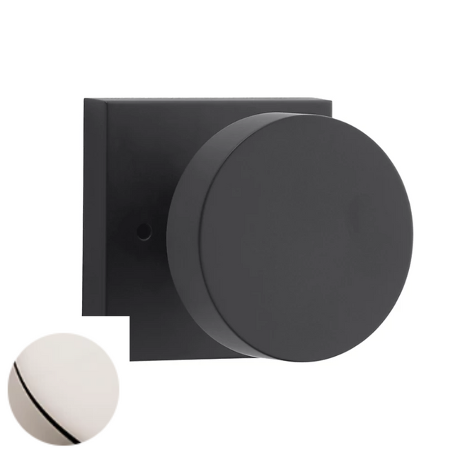 PVCONCSR055 - Baldwin Reserve Contemporary Knob and Contemporary Square Rose - Privacy, Bright Nickel Finish