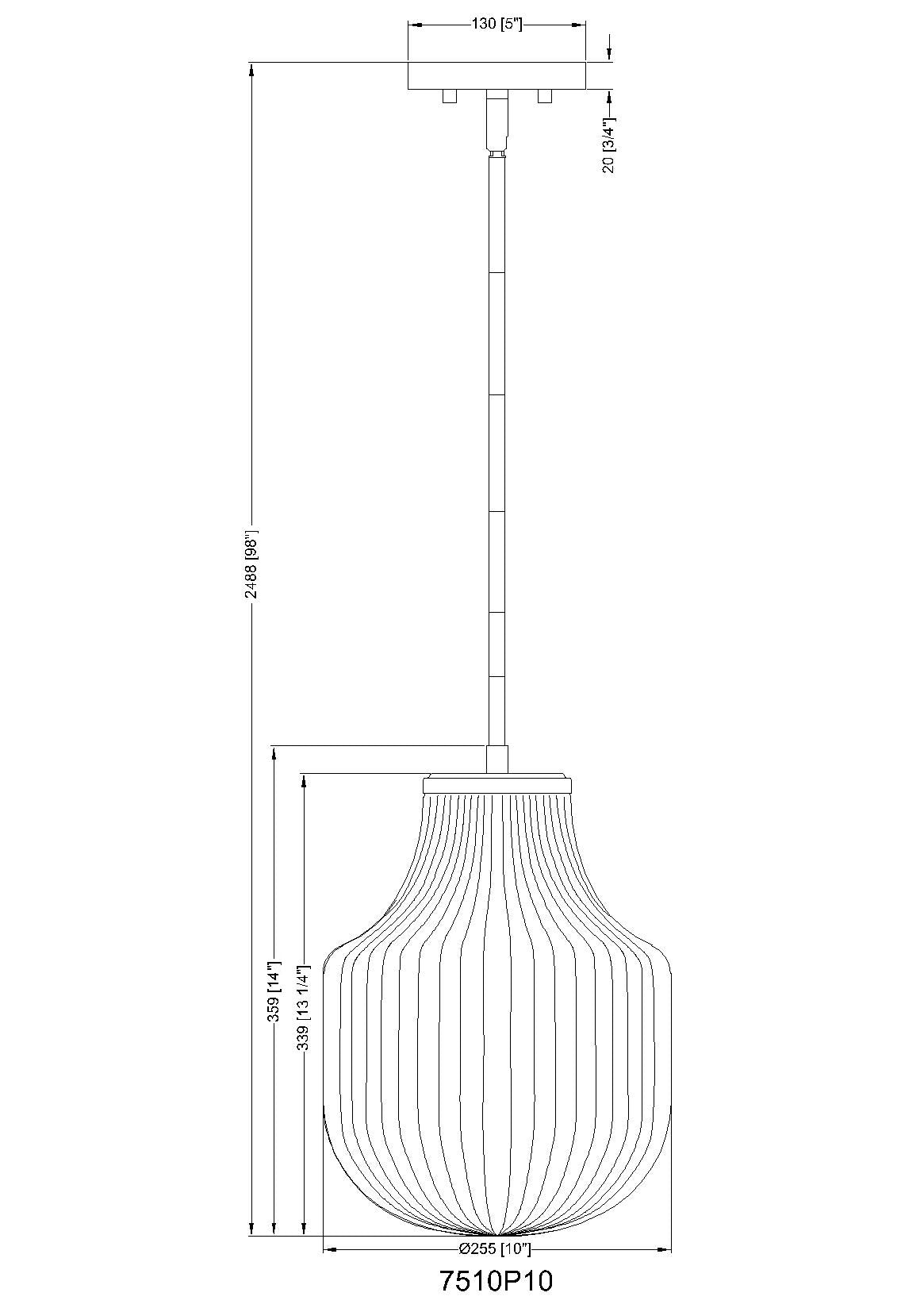 7510P10-MB - Newbury 1 Light 10" Pendant - Matte Black