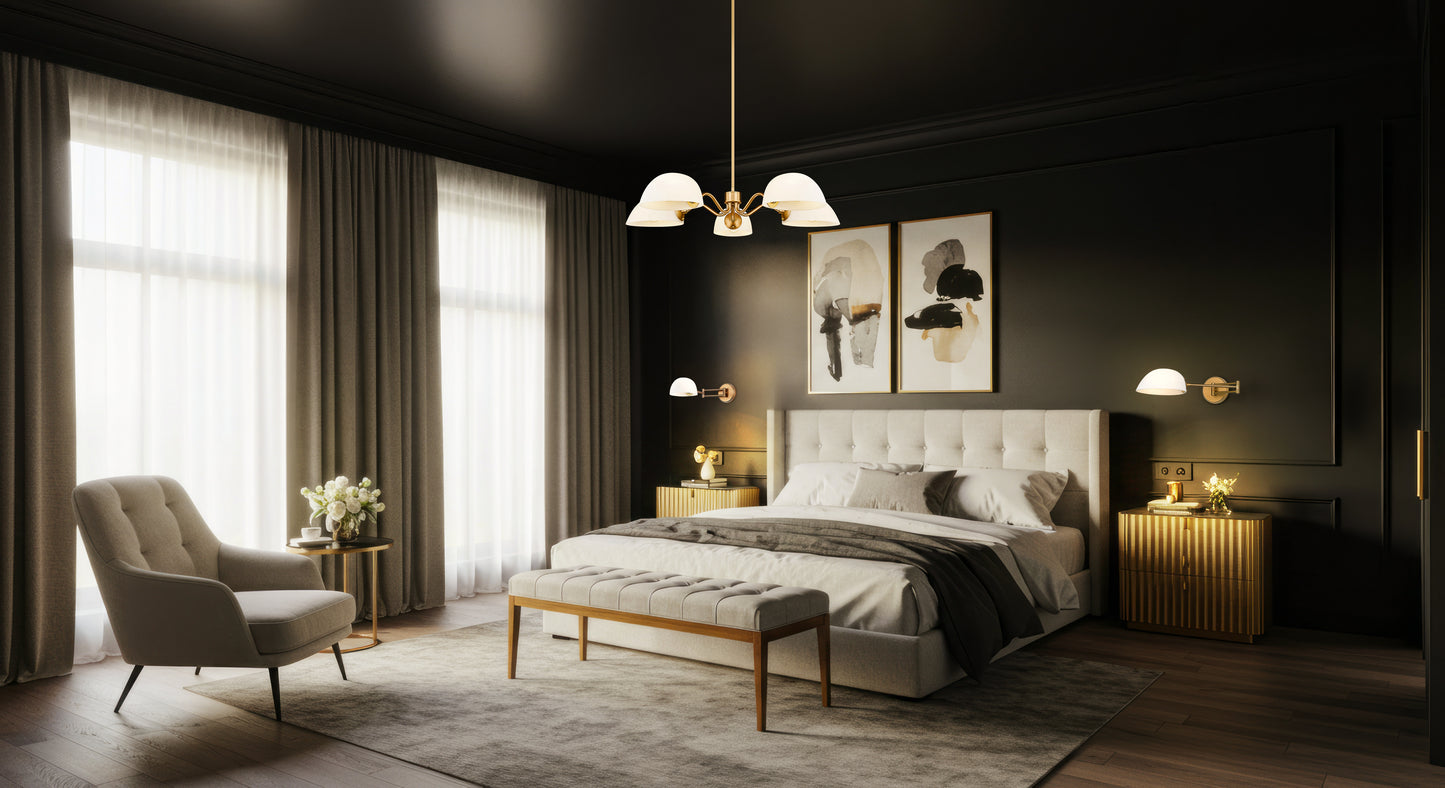 3048-5MGLD - Breton 5 Light 33" Chandelier - Modern Gold