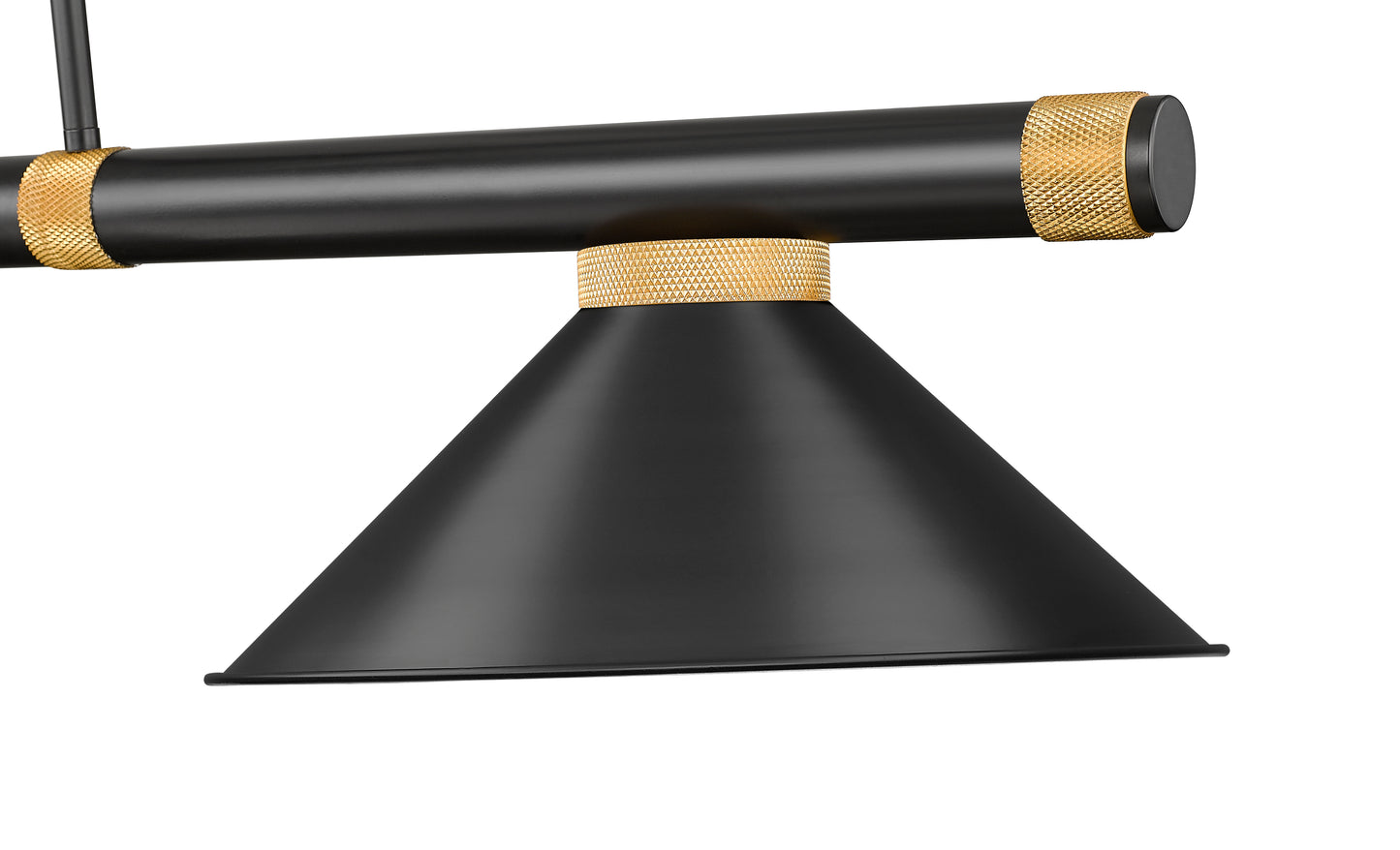 3050-3MB-RB-MB15 - Vanguard 3 Light 58" Billiard - Matte Black / Rubbed Brass