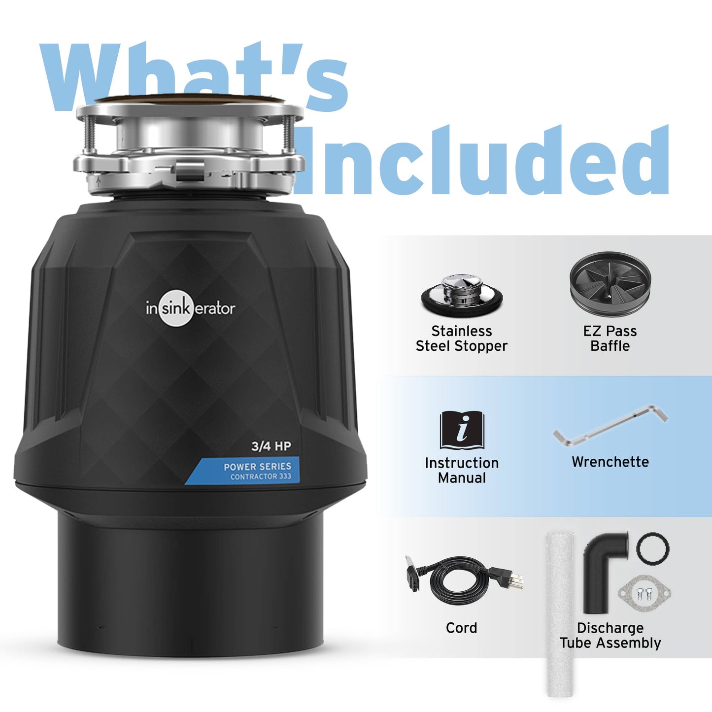 79848K-ISE - Contractor Series 333 Garbage Disposal with Cord - 3/4 HP