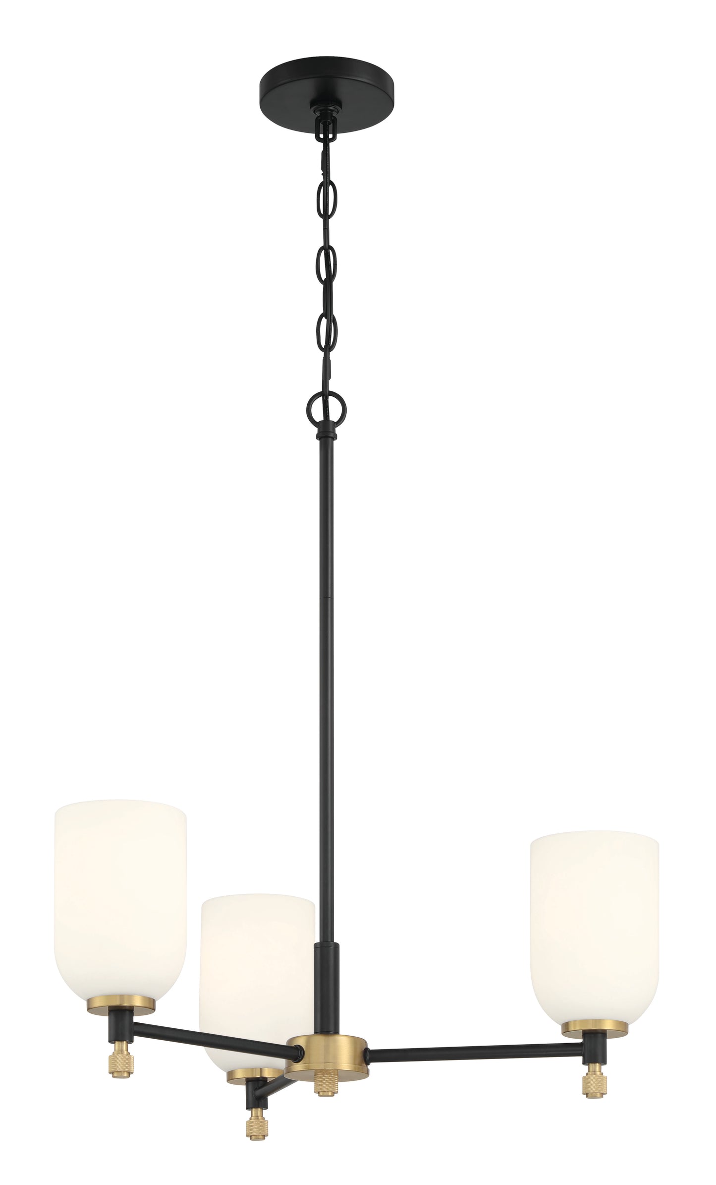 60323-FBSB - Council 3 Light 22" Wide Chandelier - Flat Black / Satin Brass