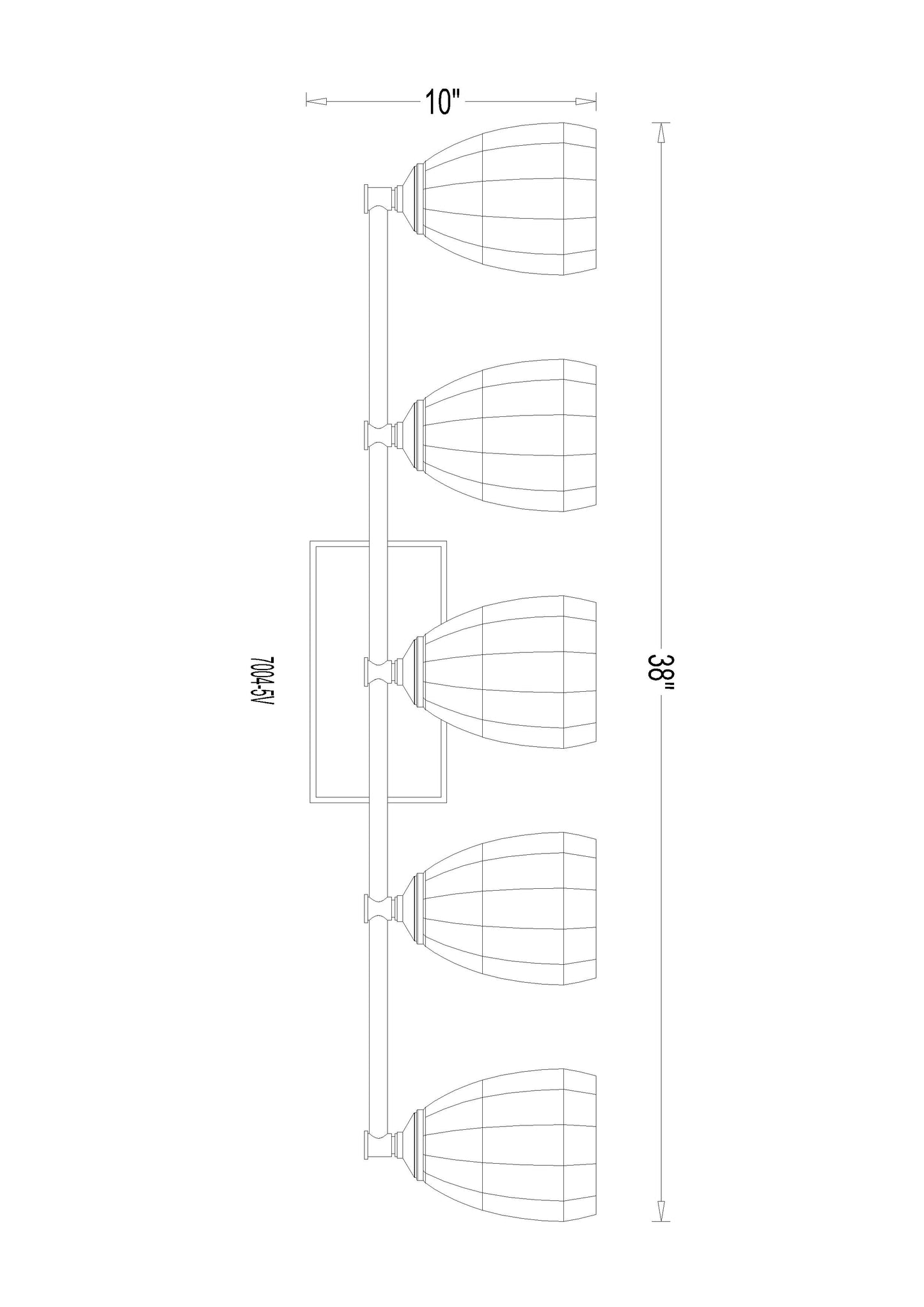 7004-5V-BN - Oren 5 Light 38" Vanity - Brushed Nickel