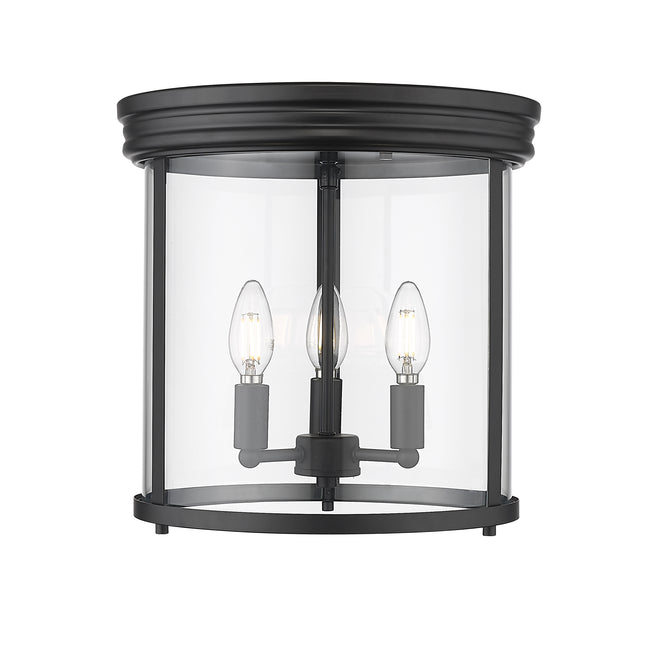 742F13-MB - Thayer 3 Light Flush 13" Mount - Matte Black