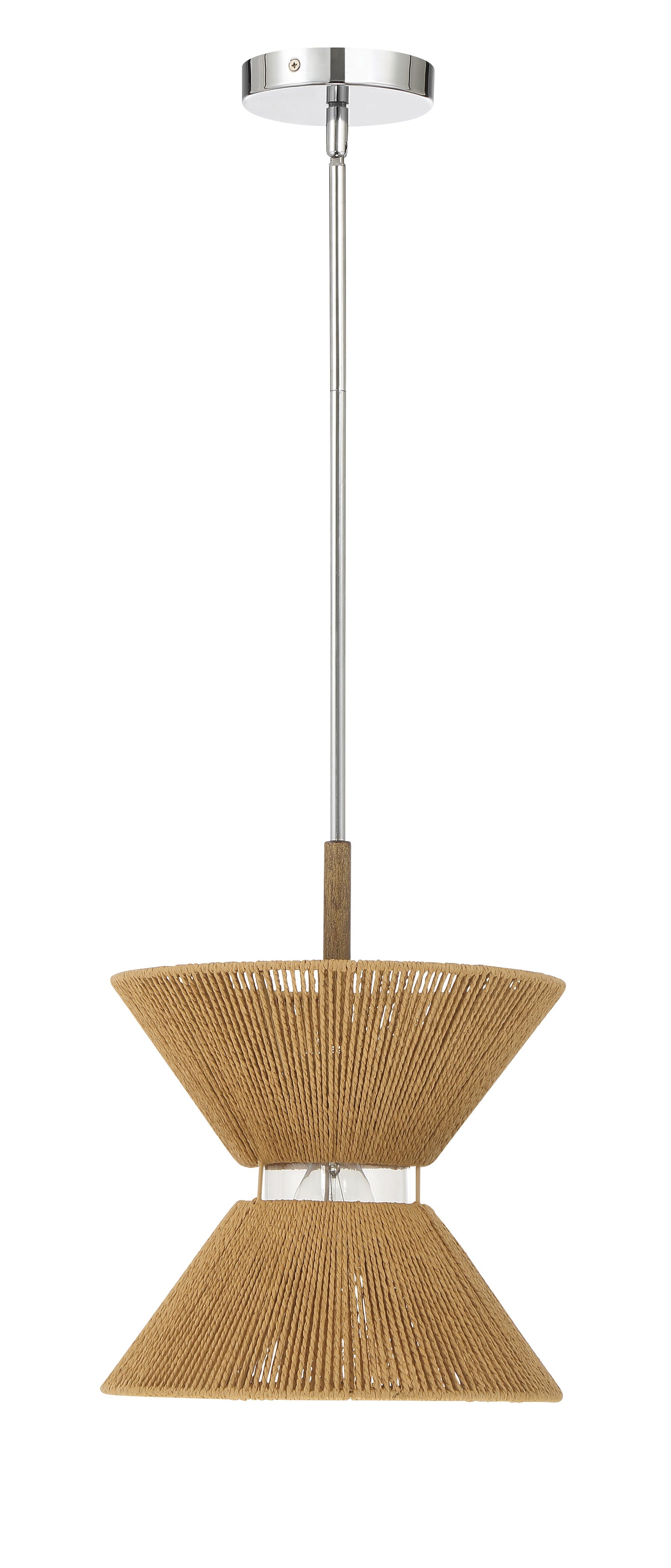58591-CHWAL - Serena 1 Light 12.13" Wide Pendant - Chrome / Walnut