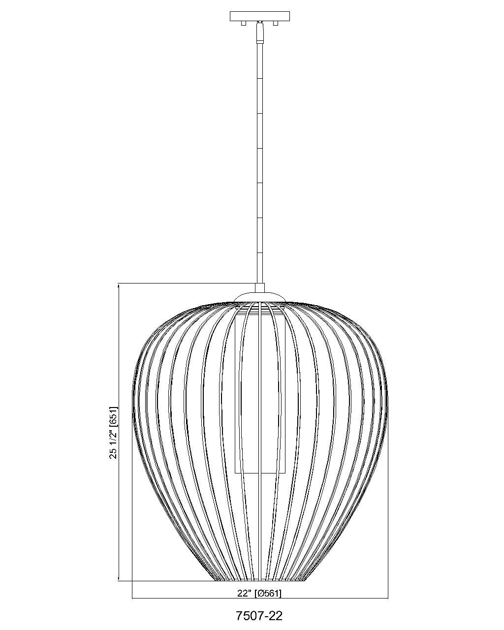 7507-22MB - Savanti 1 Light 22" Pendant - Matte Black
