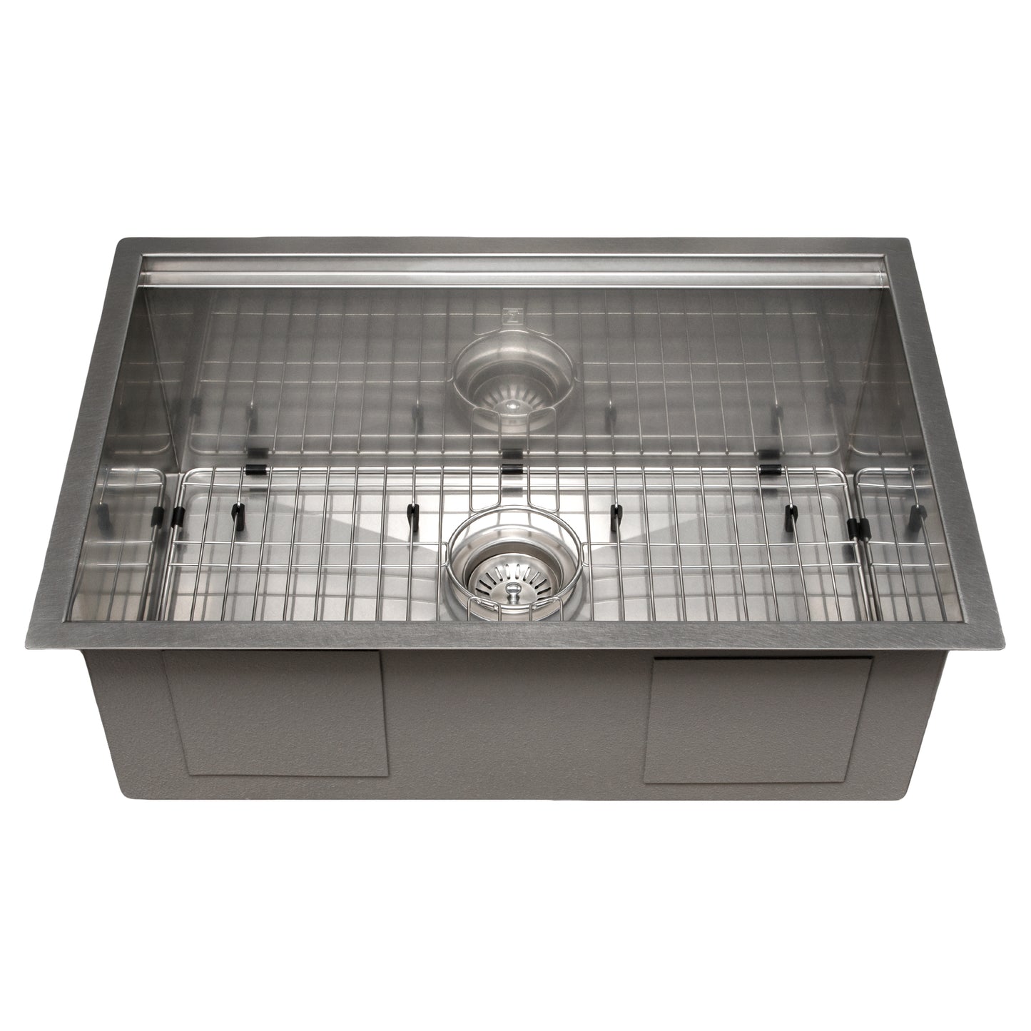 SLS-27S - 27" Garmisch Undermount Single Bowl Satin Stainless Steel Kitchen Sink with Bottom Grid and Accessories