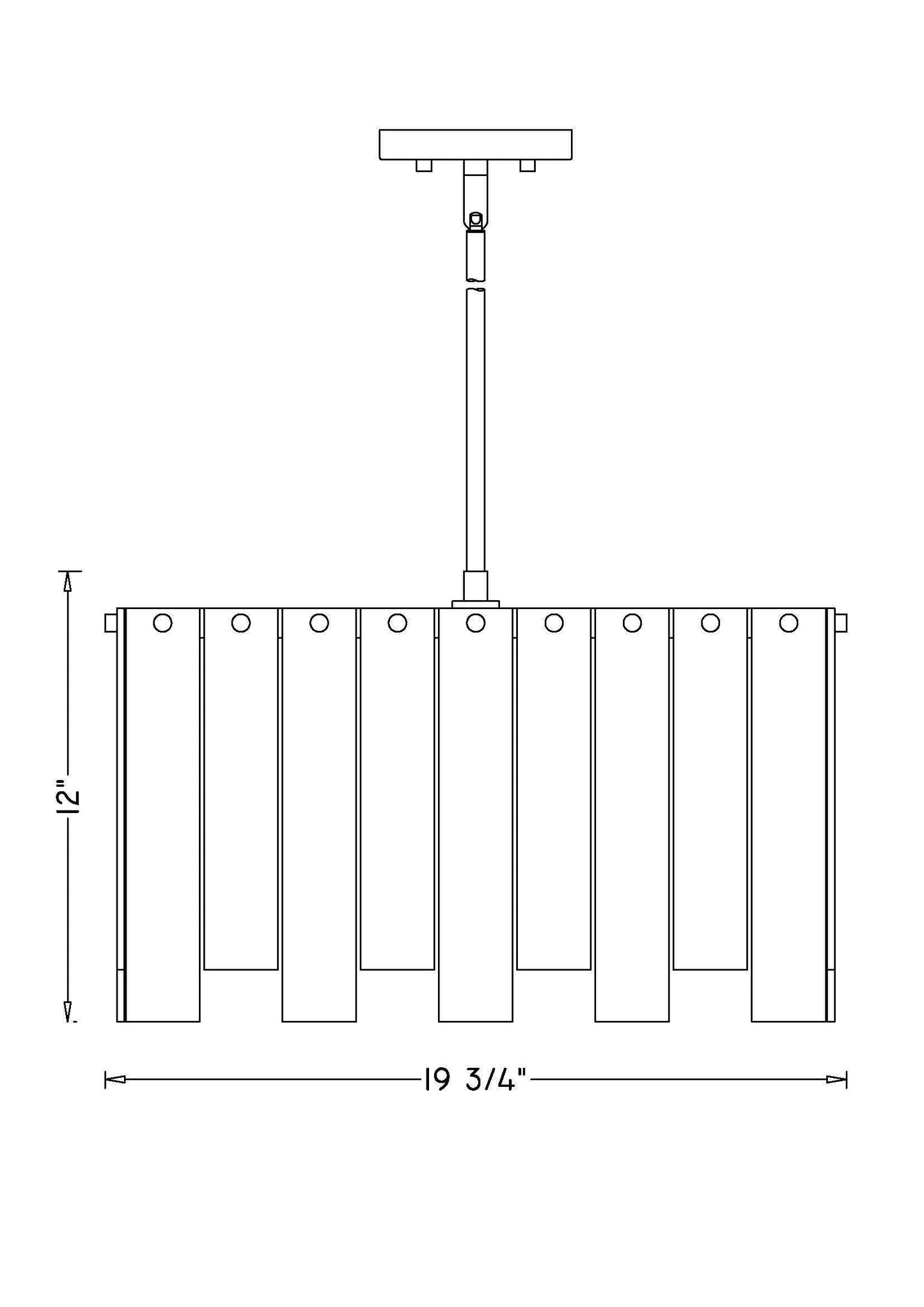 345P20-RB - Viviana 8 Light 20" Chandelier - Rubbed Brass