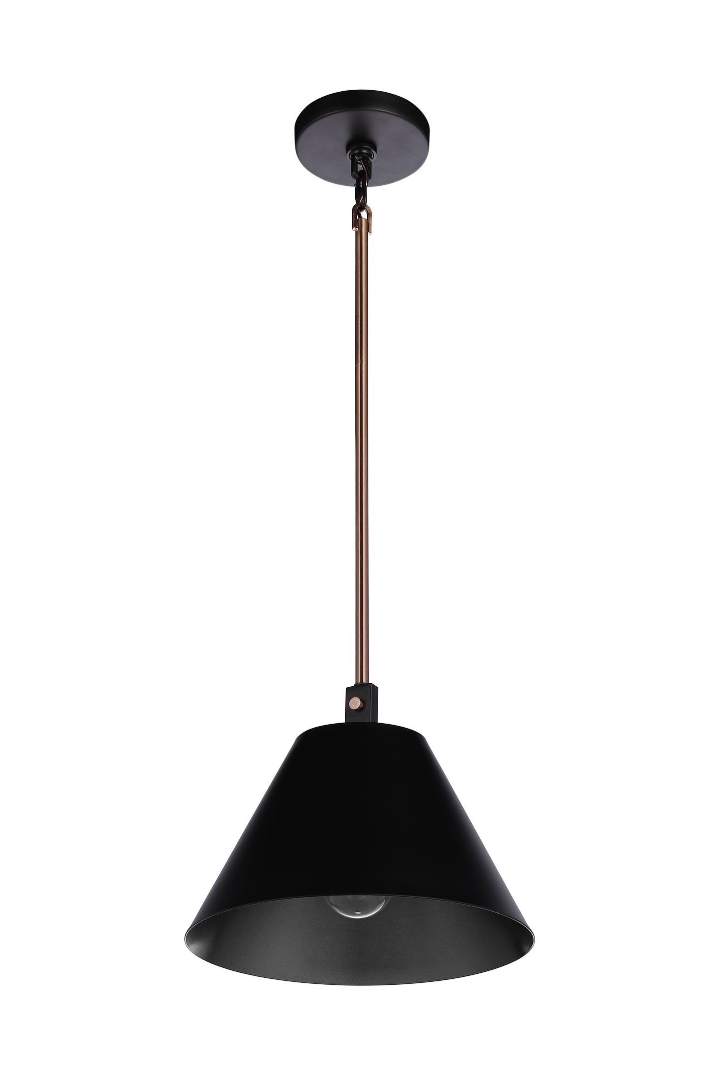 60991-FBSB - Blake 1 Light 11" Wide Pendant - Flat Black / Satin Brass