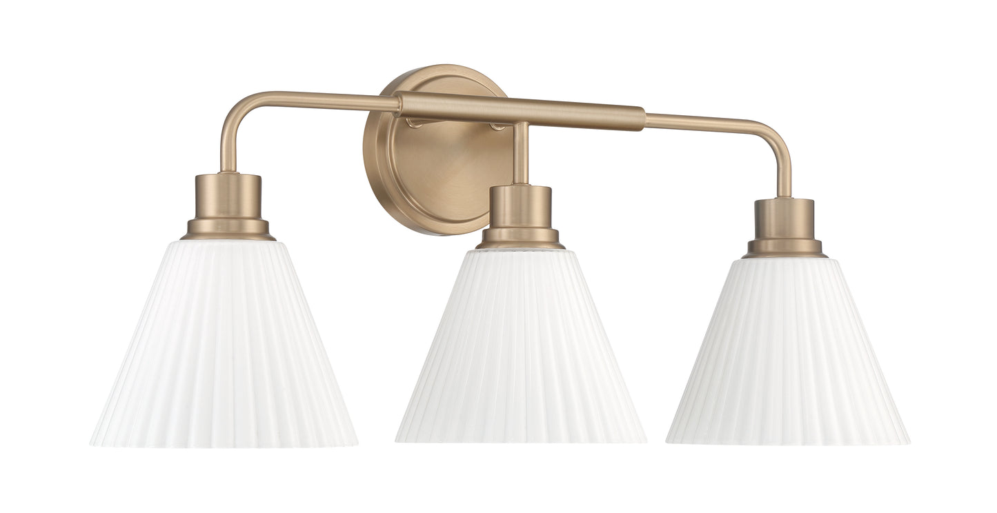 62303-CPZ - Pleated II 3 Light 25" Wide Vanity Light - Premium Bronze