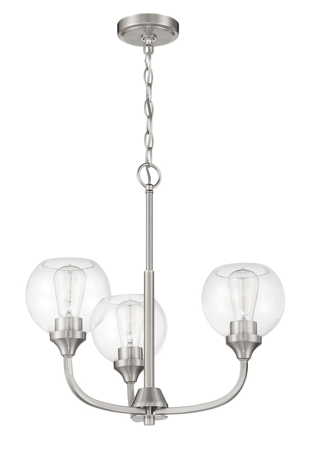 56223-BNK - Glenda 3 Light 20" Wide Chandelier - Brushed Nickel
