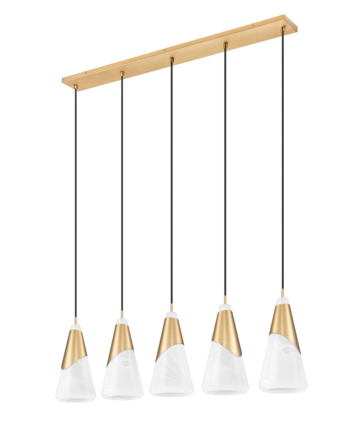 828P7-5L-MGLD - Aimie 5 Light Linear 42" Chandelier - Modern Gold