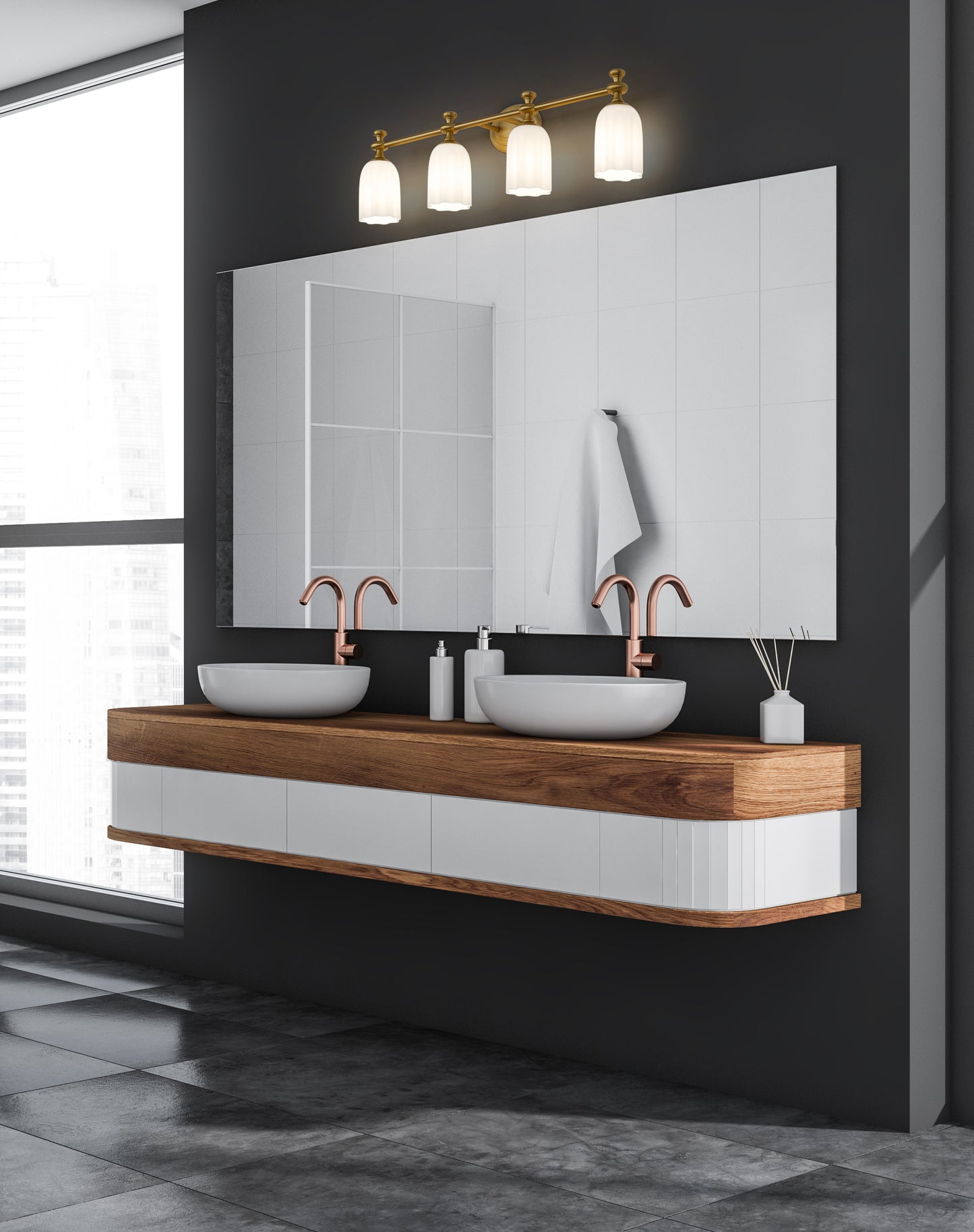 1102-4V-MGLD - Orion 4 Light 31" Vanity - Modern Gold