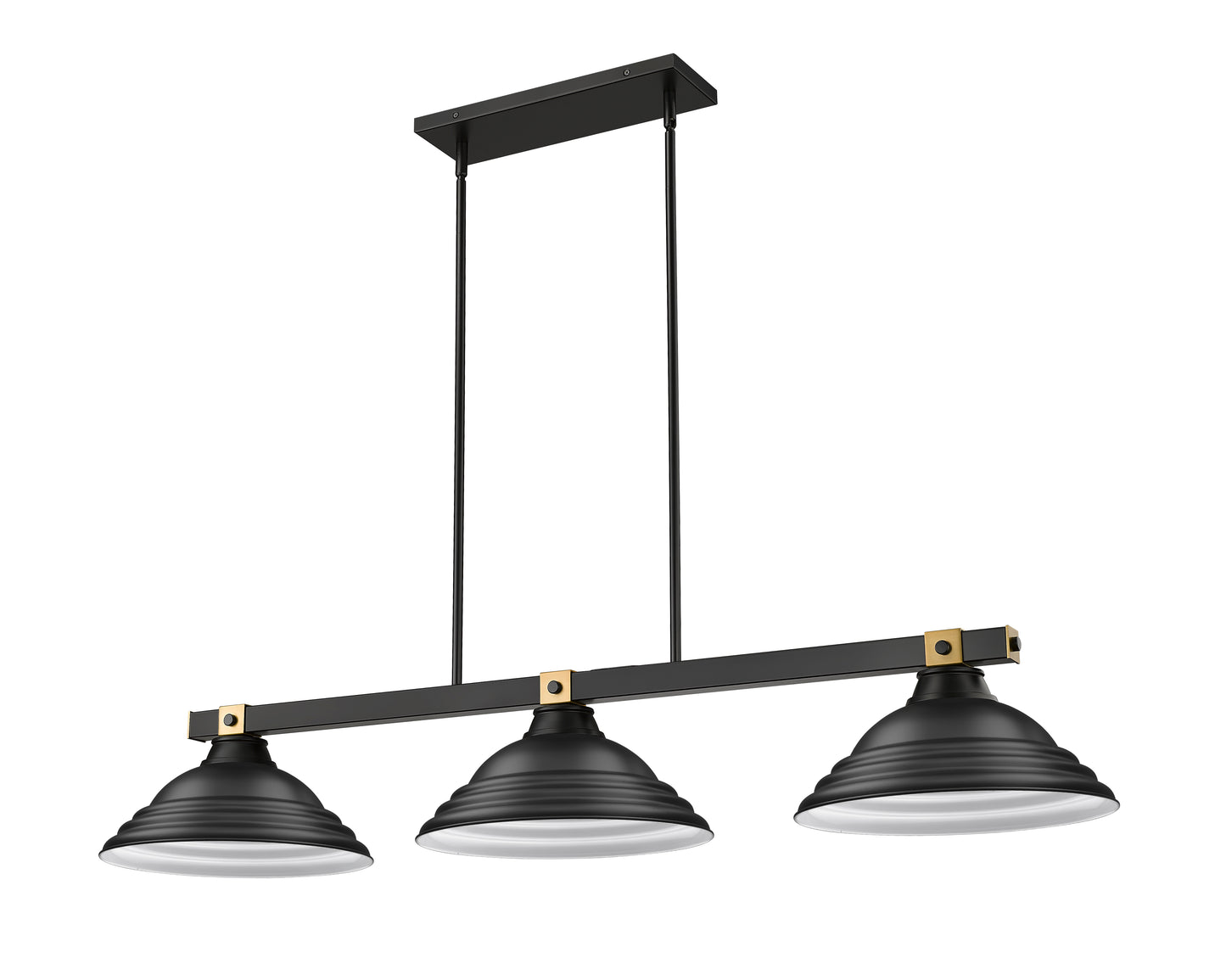 1955-3MB-RB-SMB - Bronte 3 Light 55" Billiard - Matte Black / Rubbed Brass