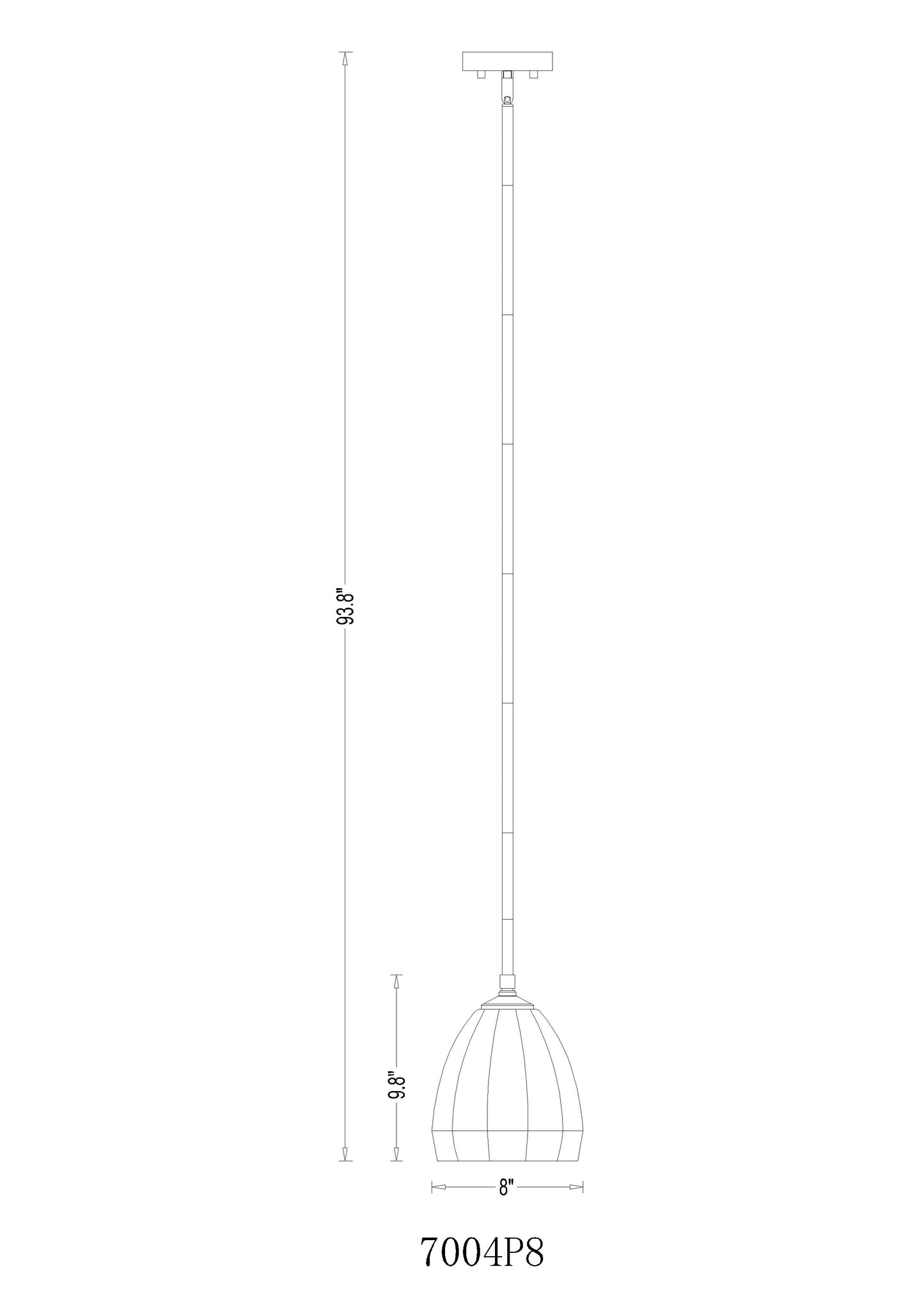 7004P8-MB - Oren 1 Light 8" Pendant - Matte Black