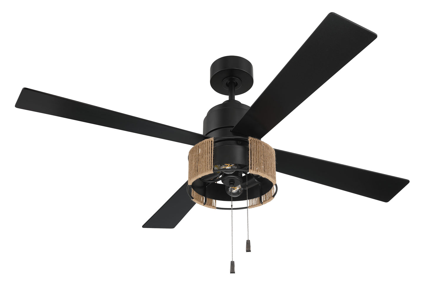 KNS52FB4 - Kensey 52" 4 Blade Ceiling Fan with Light Kit - Flat Black