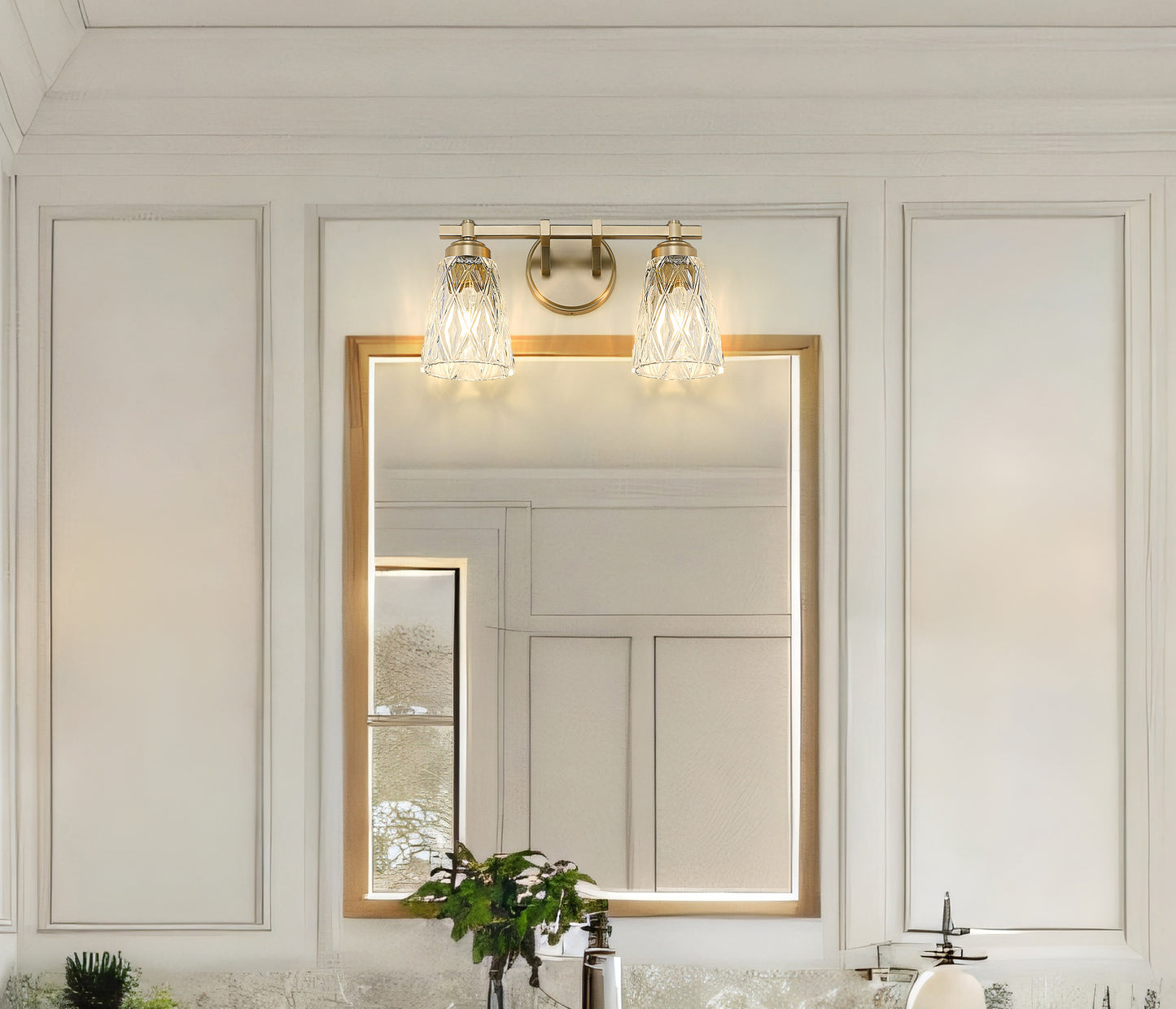 1960-2V-MGLD - Andree 2 Light 16" Vanity - Modern Gold