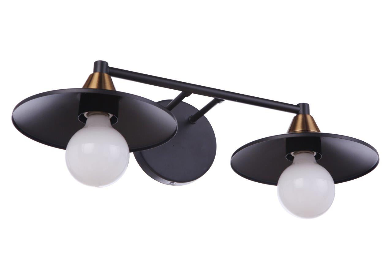 12519FBSB2 - Isaac 2 Light 19" Wide Vanity Light - Flat Black / Satin Brass