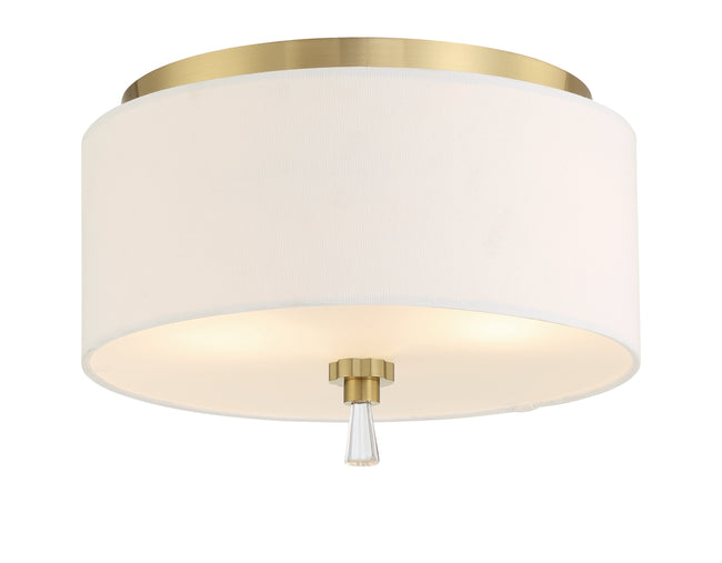 58282-SB - Fortuna 2 Light 12" Wide Flush Mount - Satin Brass