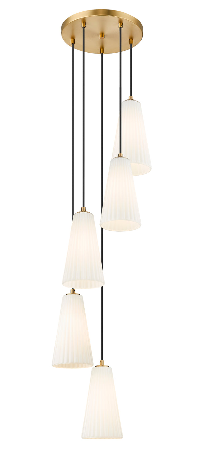 3043P6-5R-MGLD - Farrell 5 Light 12" Chandelier - Modern Gold
