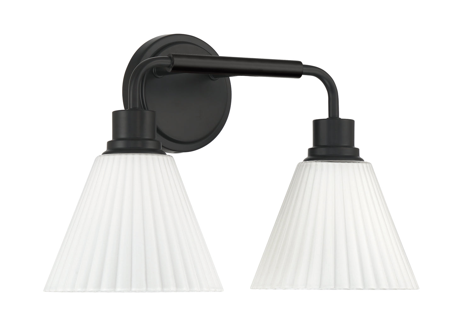 62302-FB - Pleated II 2 Light 17" Wide Vanity Light - Flat Black
