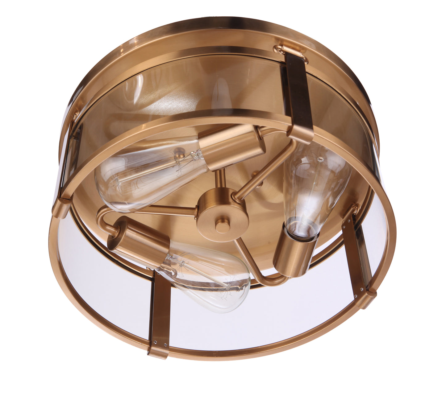 55383-SB - Elliot 3 Light 13" Wide Flush Mount - Satin Brass
