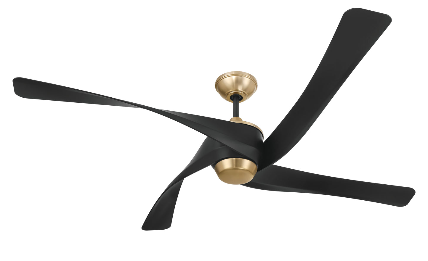 VNN58FBSB4 - Venn 58" Indoor Ceiling Fan 58" 4 Blade Ceiling Fan with Light Kit - Flat Black / Satin Brass