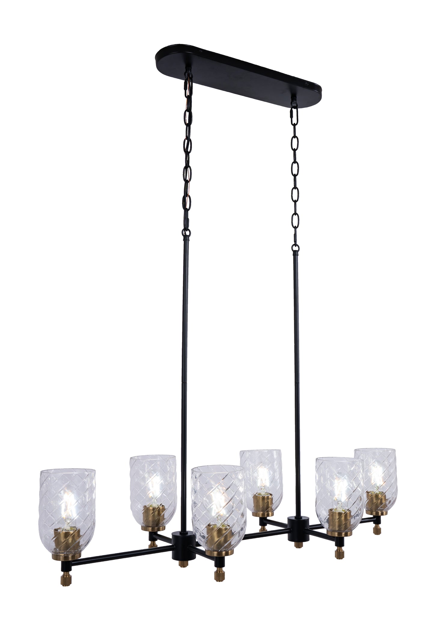 60376-FBSB-C - Council 6 Light 15" Wide Island Light - Flat Black / Satin Brass