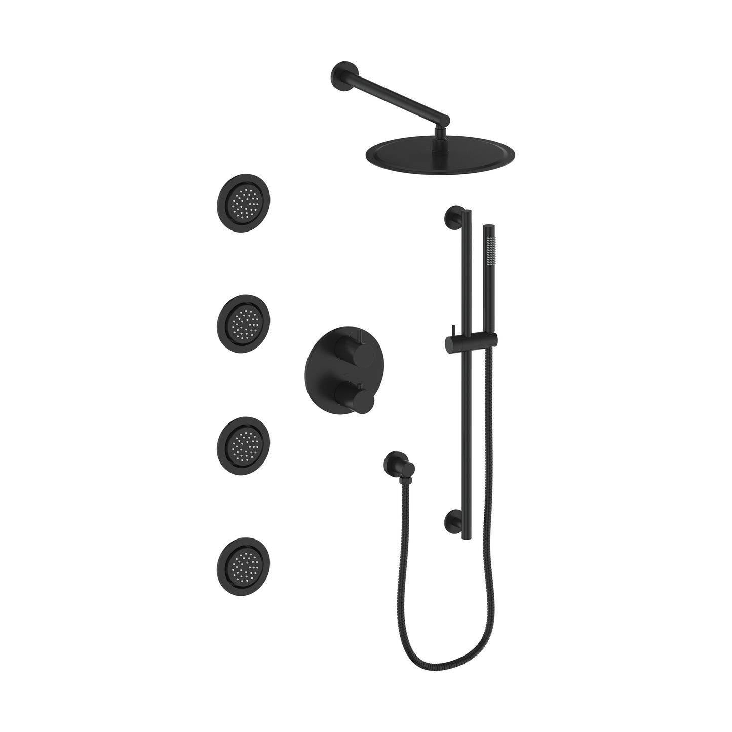 EMBY-SHS-T3-MB - Autograph Edition Emerald Bay Thermostatic Shower System with Body Jets in Matte Black