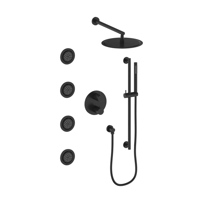 EMBY-SHS-T3-MB - Autograph Edition Emerald Bay Thermostatic Shower System with Body Jets in Matte Black