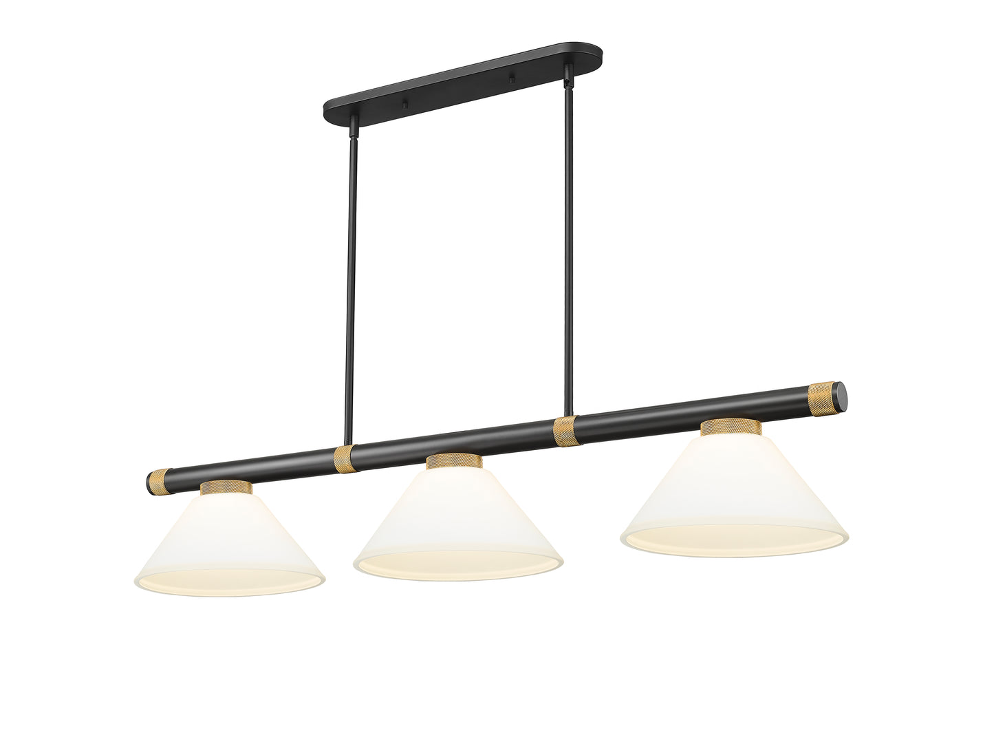 3050-3MB-RB-AMO14 - Vanguard 3 Light 58" Billiard - Matte Black / Rubbed Brass