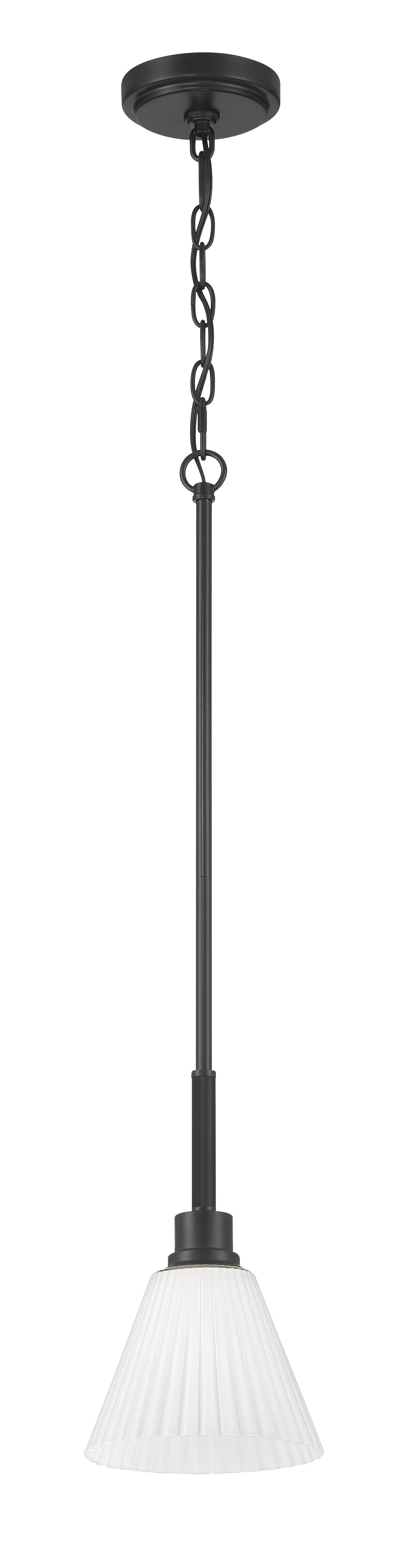 62391-FB - Pleated II 1 Light 7.13" Wide Mini Pendant - Flat Black