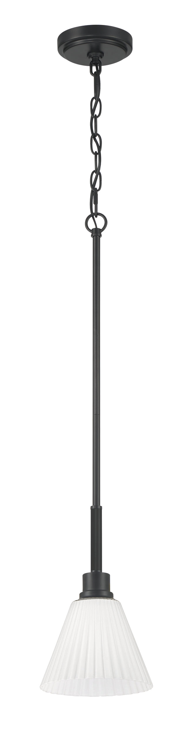 62391-FB - Pleated II 1 Light 7.13" Wide Mini Pendant - Flat Black