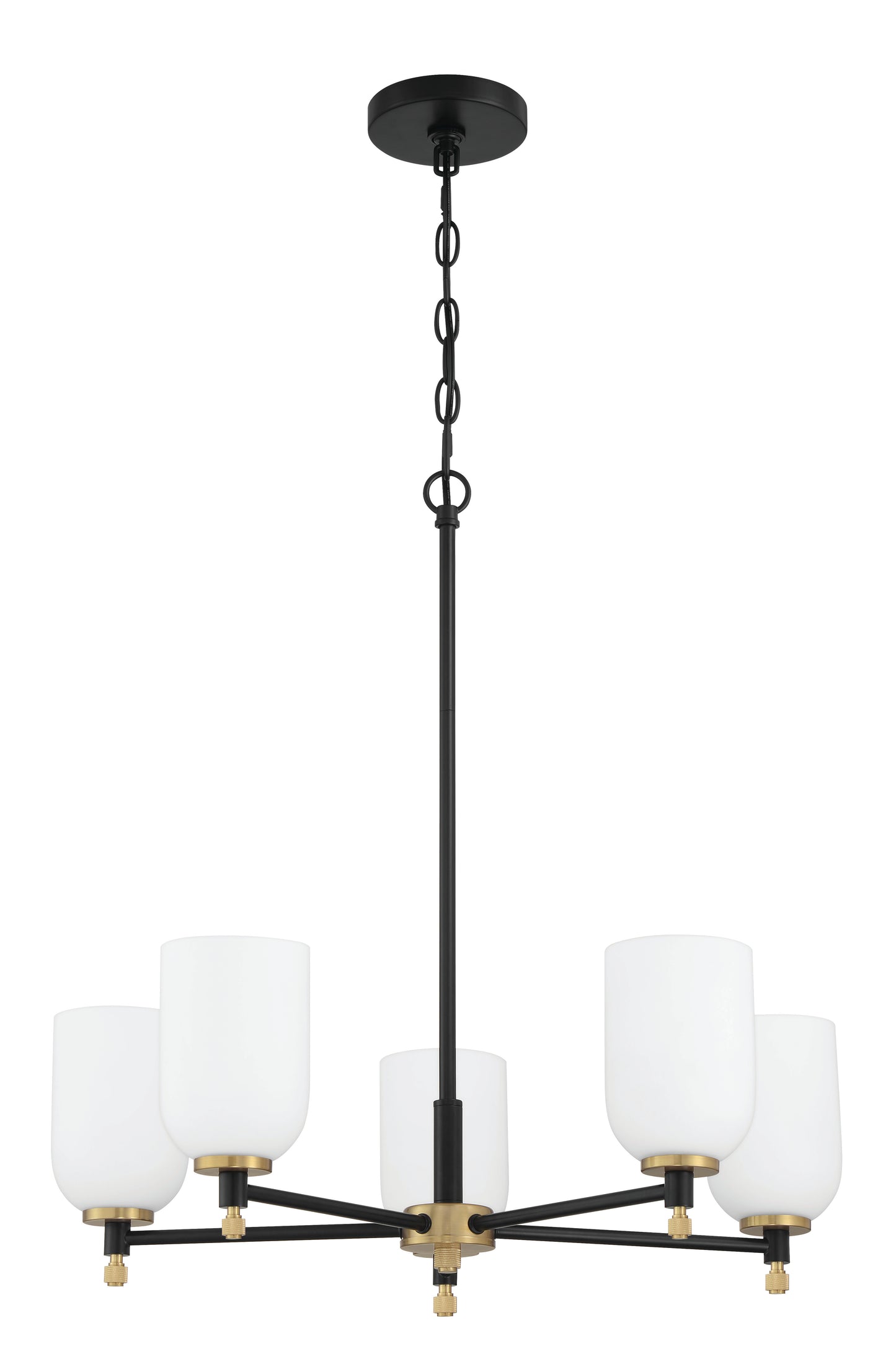 60325-FBSB - Council 5 Light 25" Wide Chandelier - Flat Black / Satin Brass