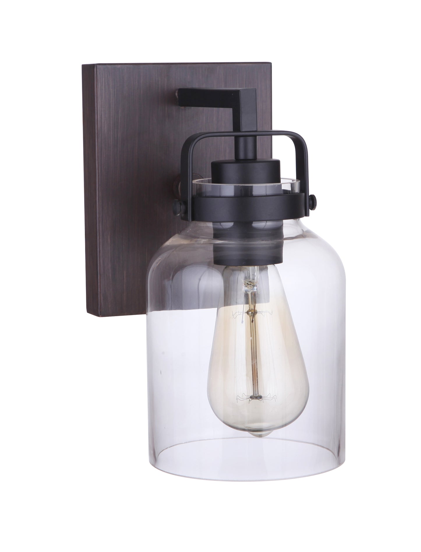 53601-FBDT - Foxwood 1 Light 9.5" High Wall Sconce - Flat Black / Dark Teak
