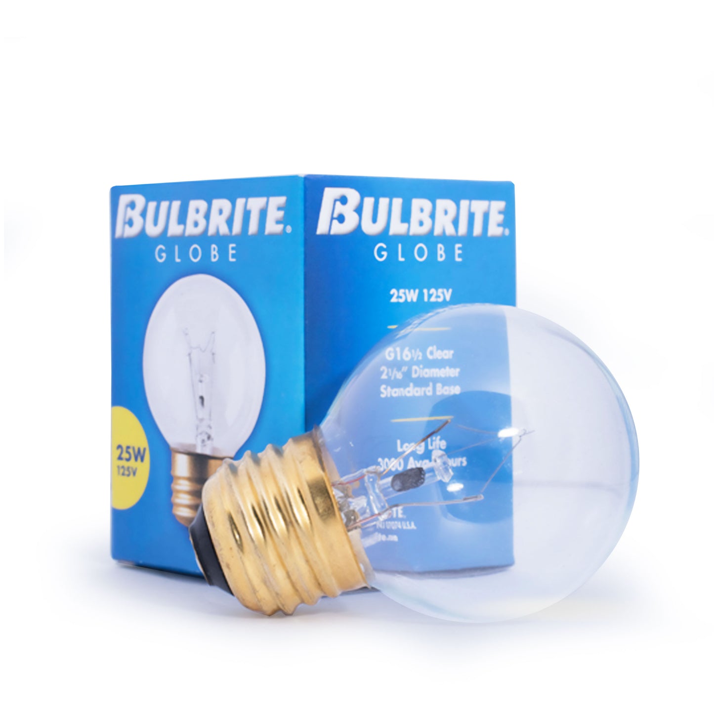 311225 - Dimmable Clear G16.5 Incandescent Light Bulb - 25 Watt - 2700K - 40 Pack