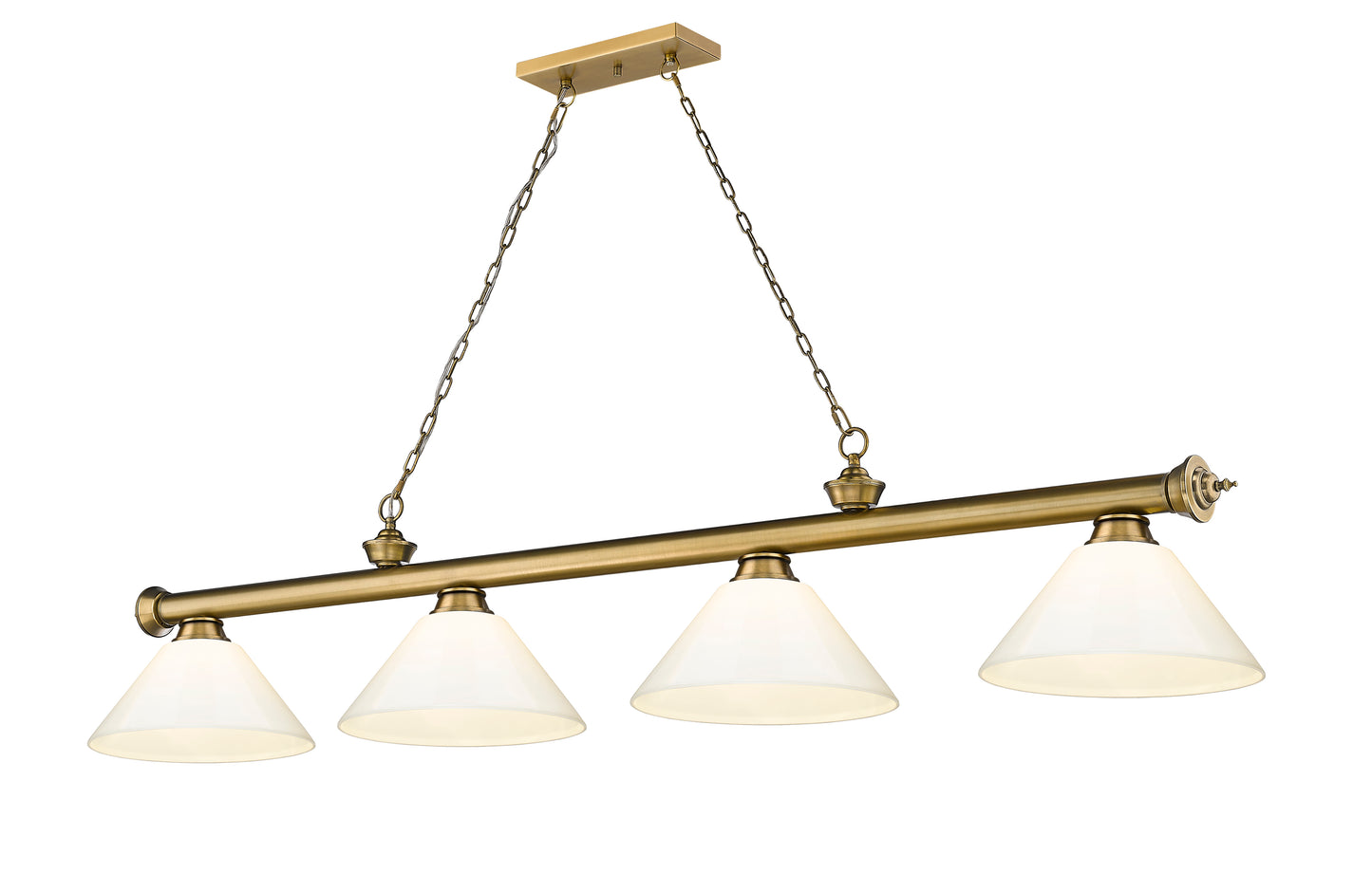 2306-4RB-PWH - Cordon 4 Light 81" Billiard - Rubbed Brass
