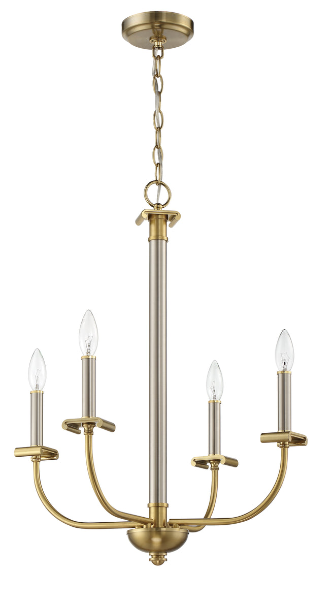 54824-BNKSB - Stanza 4 Light 20" Wide Chandelier - Brushed Polished Nickel / Satin Brass