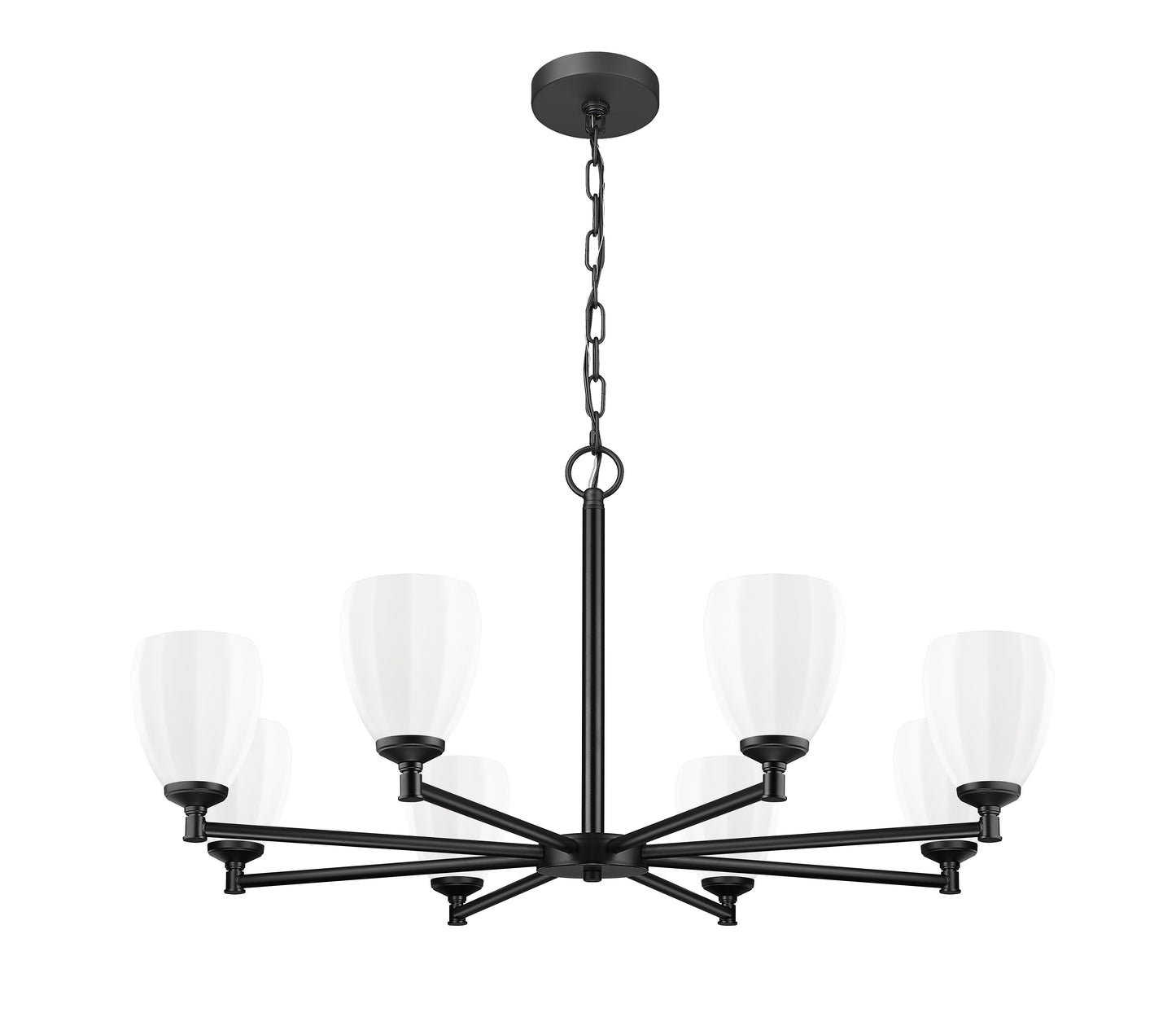 7004-8MB - Oren 8 Light 42" Chandelier - Matte Black