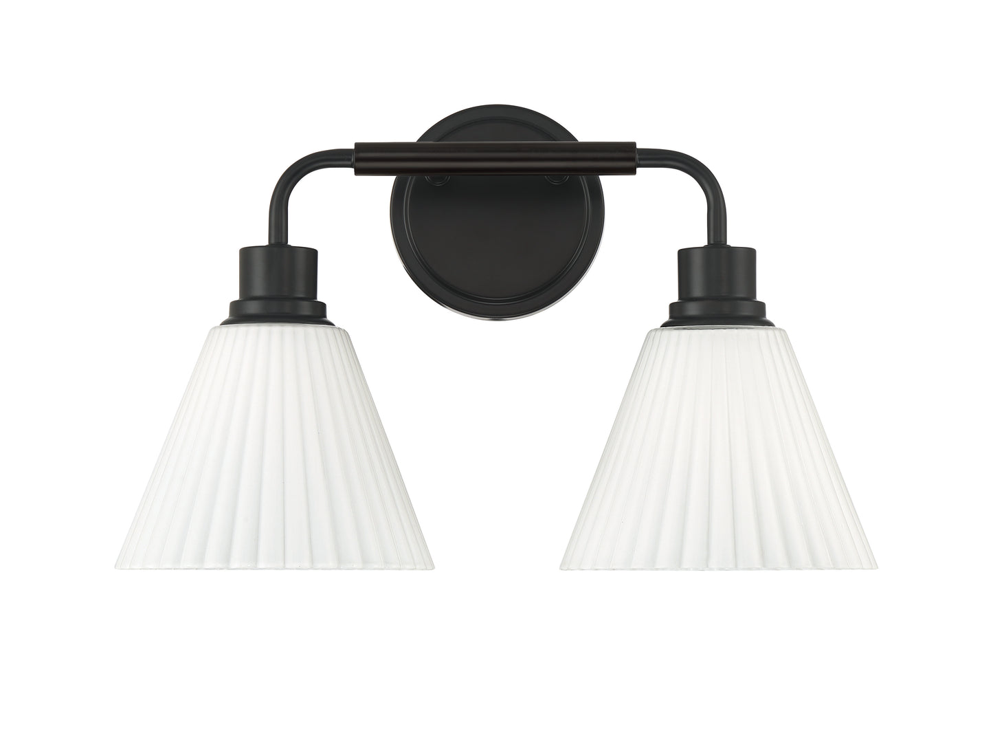 62302-FB - Pleated II 2 Light 17" Wide Vanity Light - Flat Black