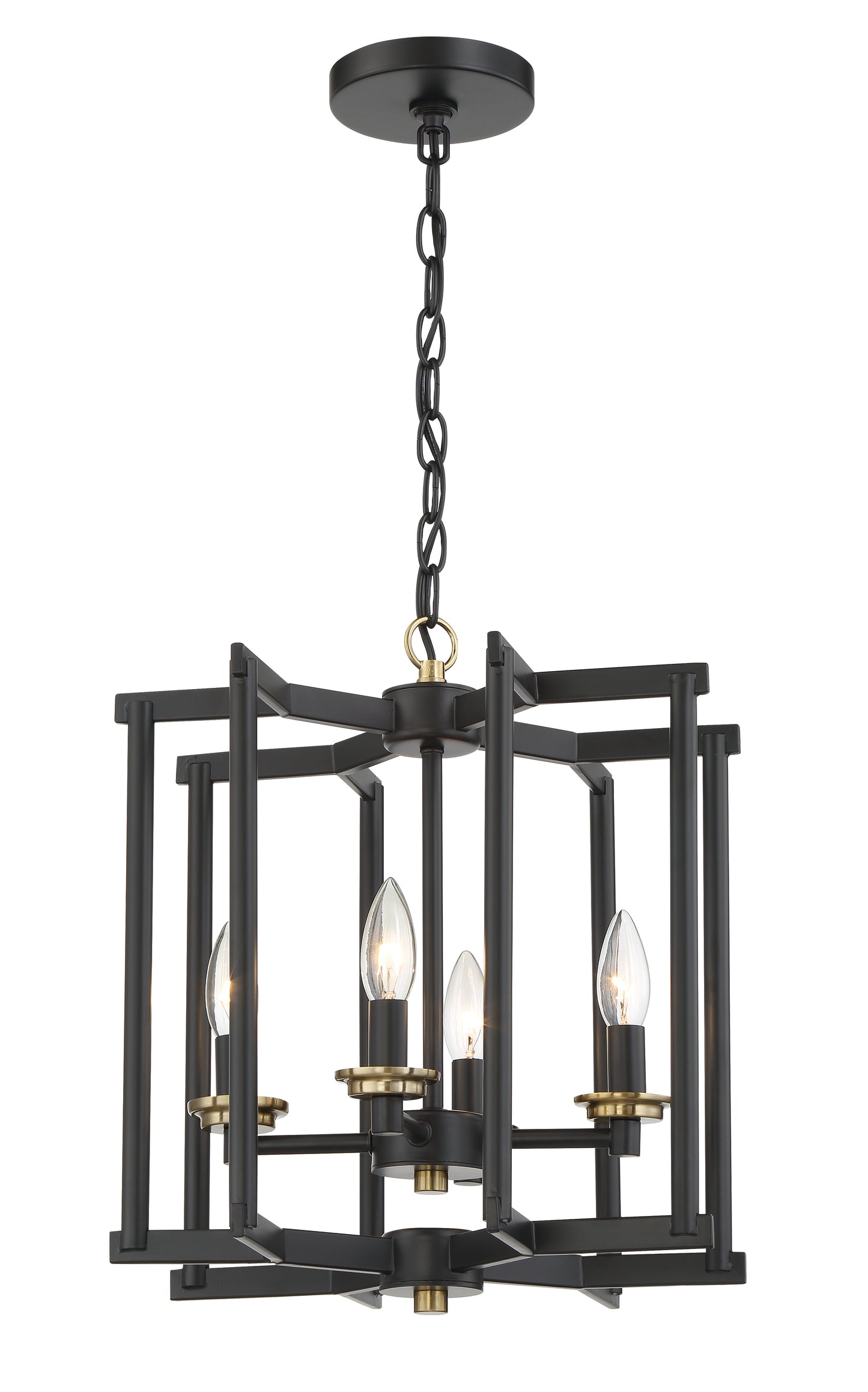 56934-FBSB - Avante Grand 4 Light 14" Wide Foyer Light - Flat Black / Satin Brass